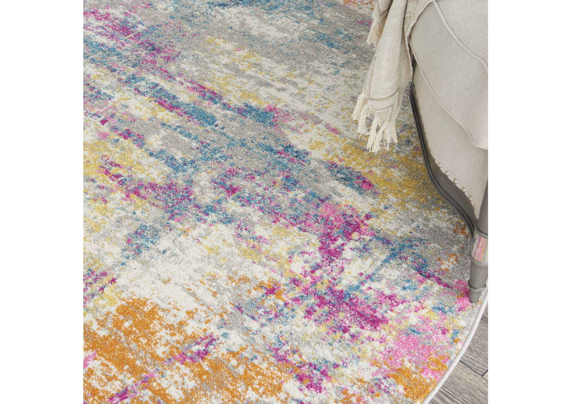Nourison Passion 8' Round Ivory Multicolor Area Rug,Nourison