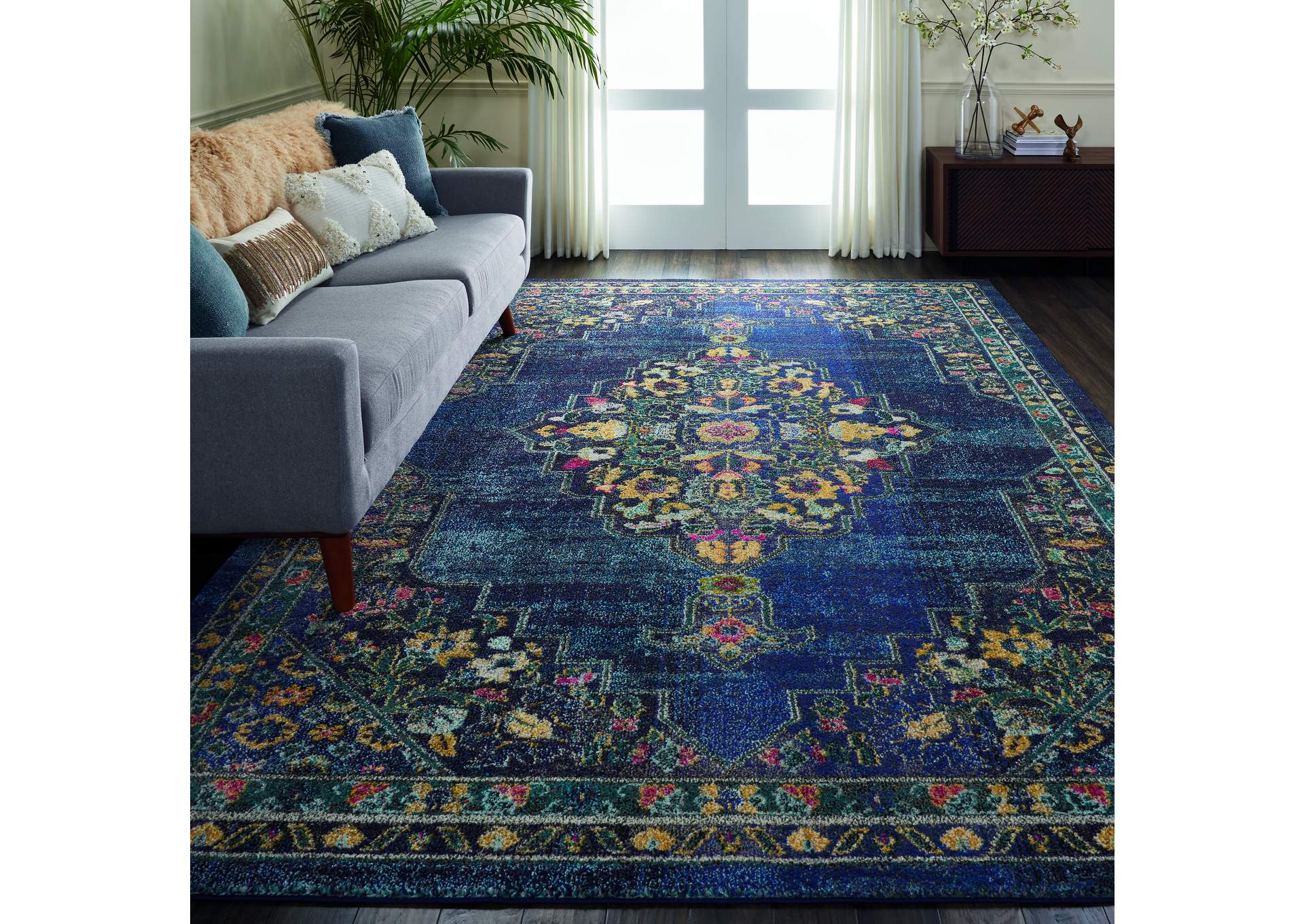 Nourison Passionate PST01 Dark Blue Multicolor 8'x10' Large Rug,Nourison
