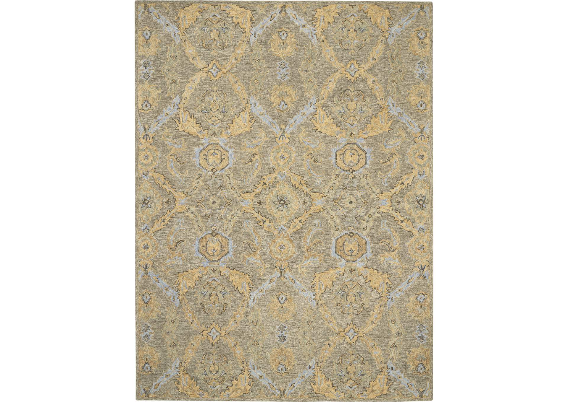 Nourison Azura AZM03 Taupe and Gold 8'x11' Pure Wool Handcrafted Rug,Nourison