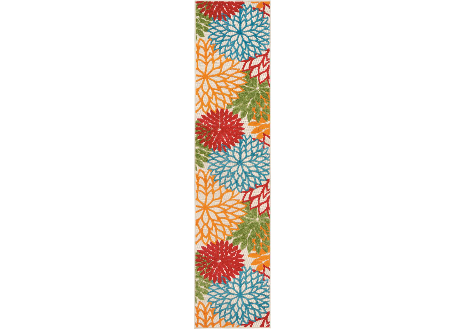 Nourison Aloha 12' Runner Green, Multicolor Hallway Area Rug,Nourison
