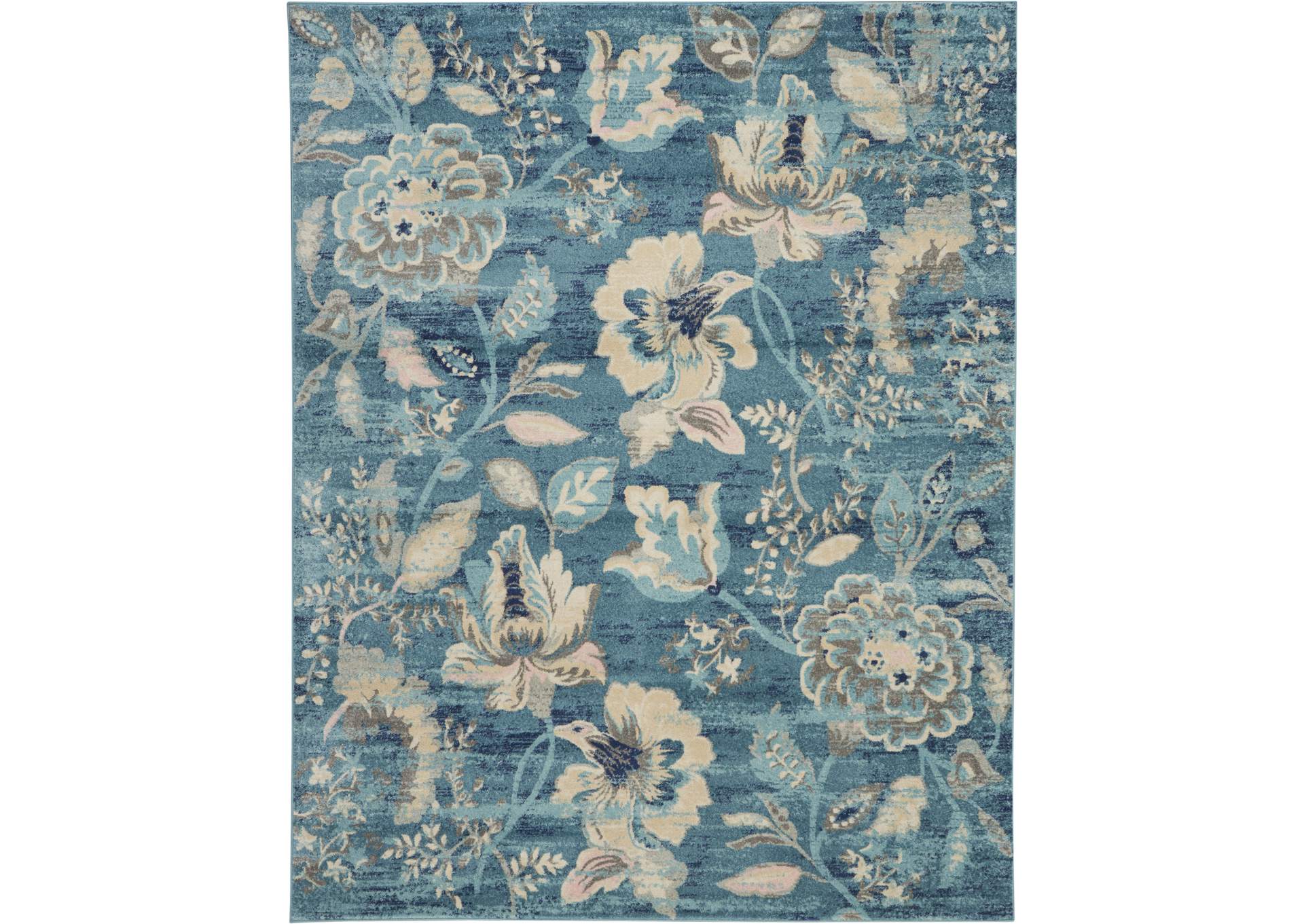 Nourison Tranquil TRA02 Turquoise Blue and White 9'x12' Oversized Rug,Nourison