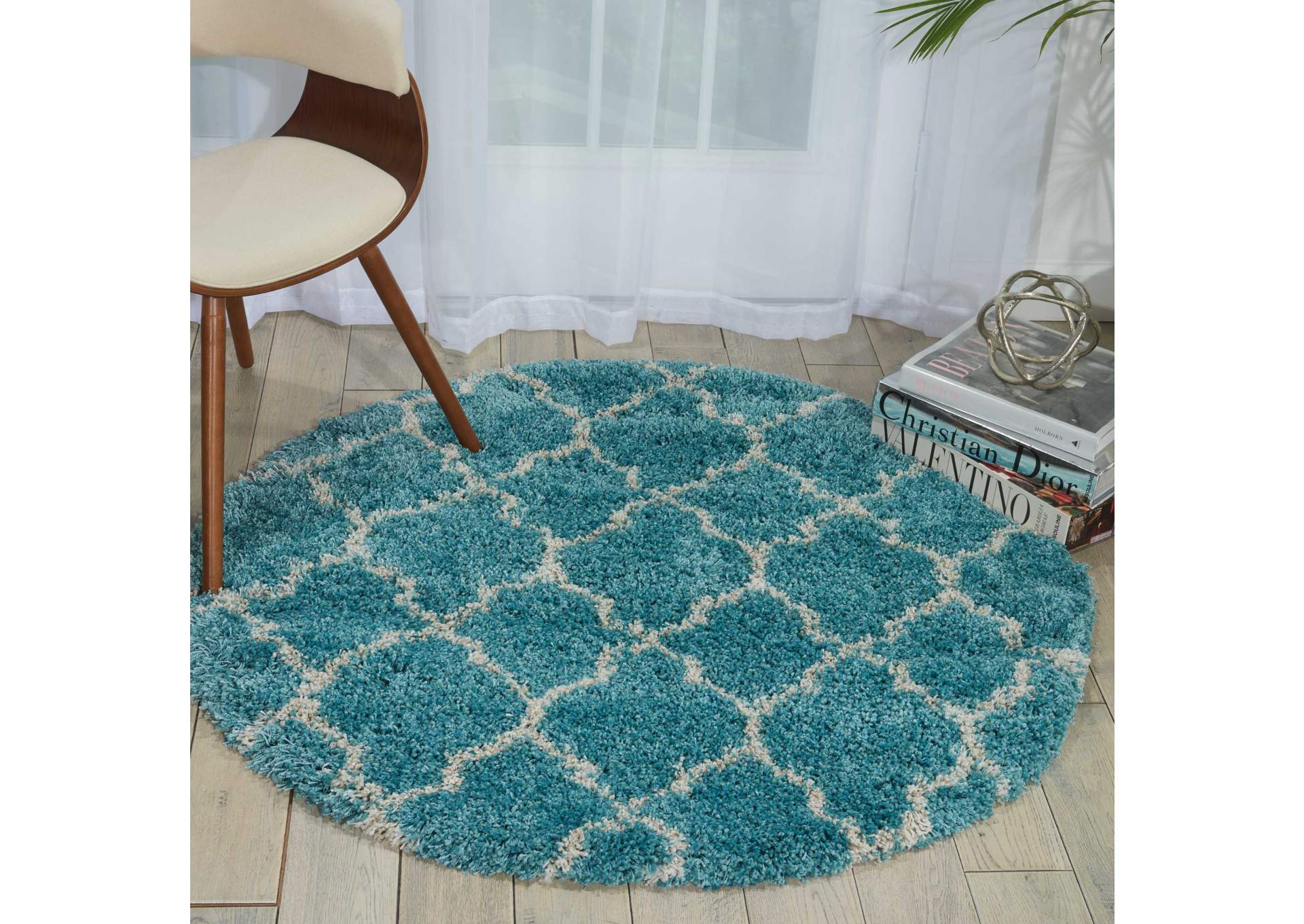 Nourison Amore AMOR2 Blue 4' Round Area Rug,Nourison