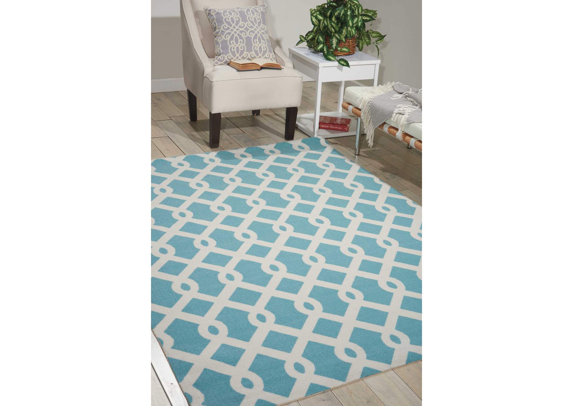 Waverly Sun N Shade SND20 Blue 4'x6' Area Rug,Nourison