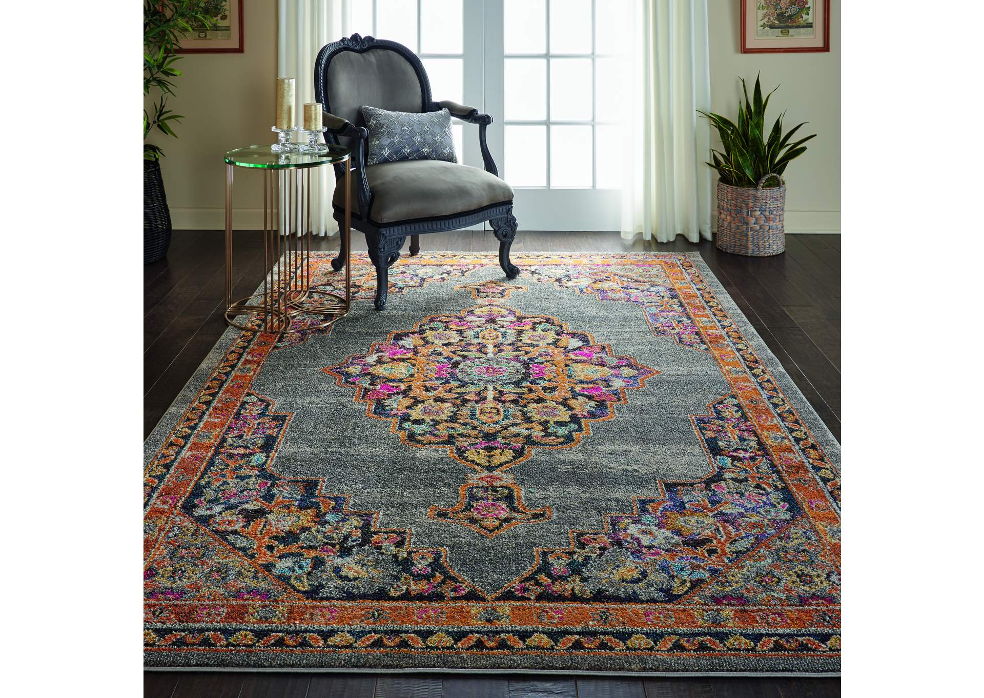 Nourison Passionate PST01 Grey Multicolor 7'x10' Large Rug,Nourison