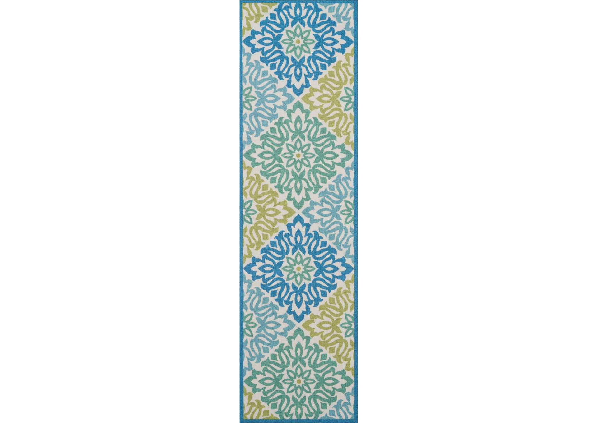 Waverly Sun N Shade SND23 Blue 8' Runner Hallway Rug,Nourison