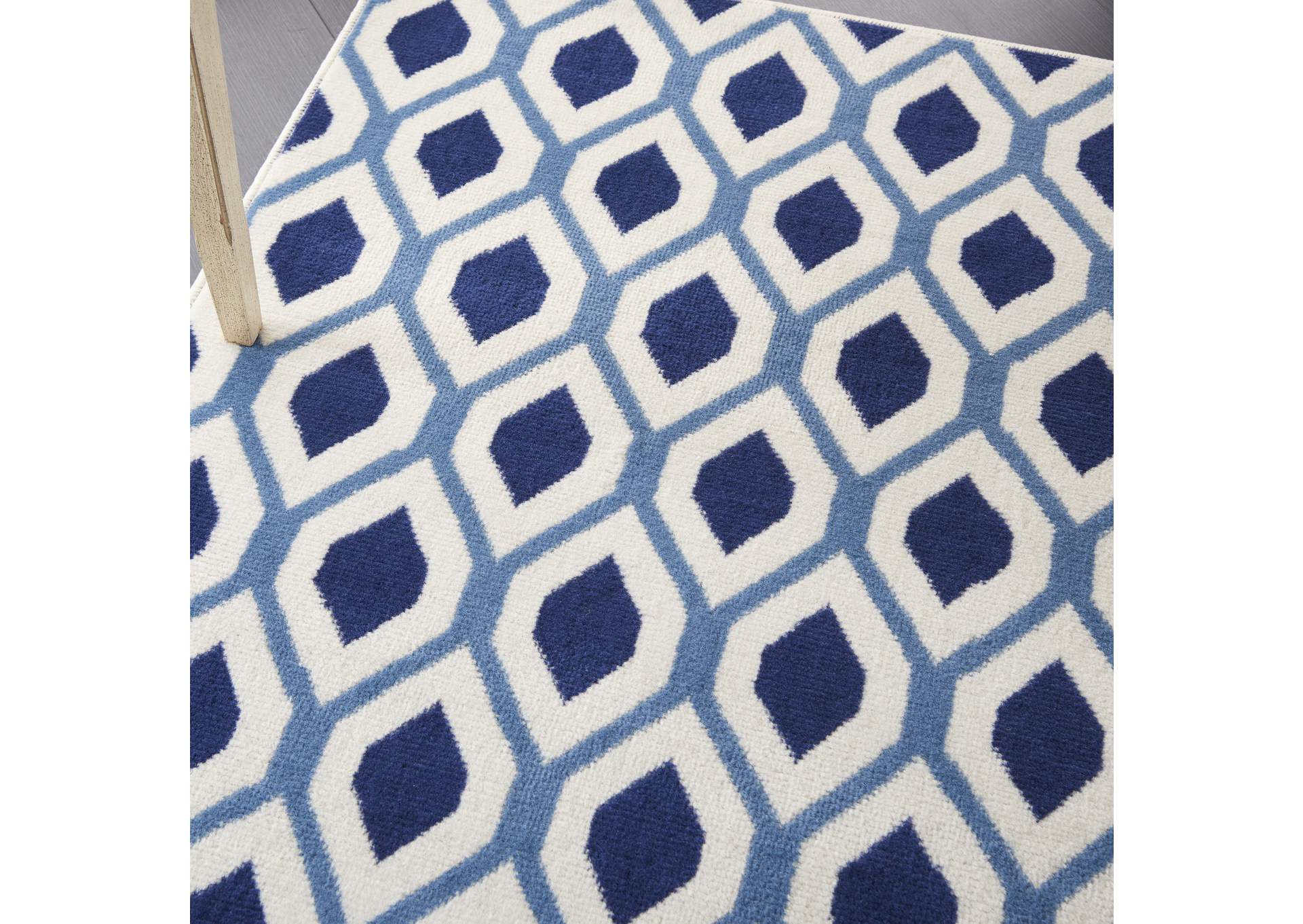 Nourison Grafix GRF22 Blue and White 5'x7' Area Rug,Nourison
