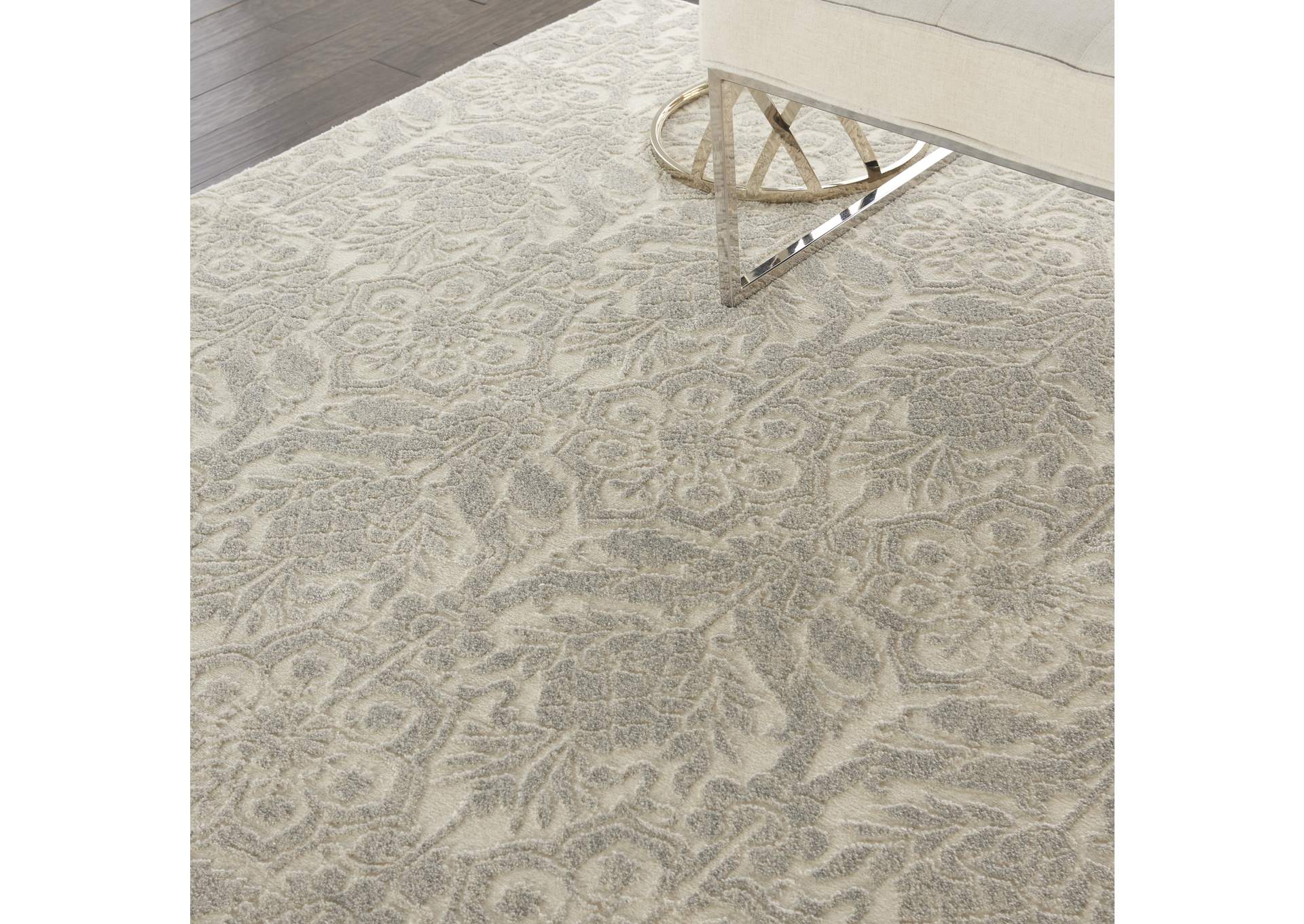 kathy ireland Home Sahara KI390 Silver and Ivory 8'x11' Large Rug,Nourison