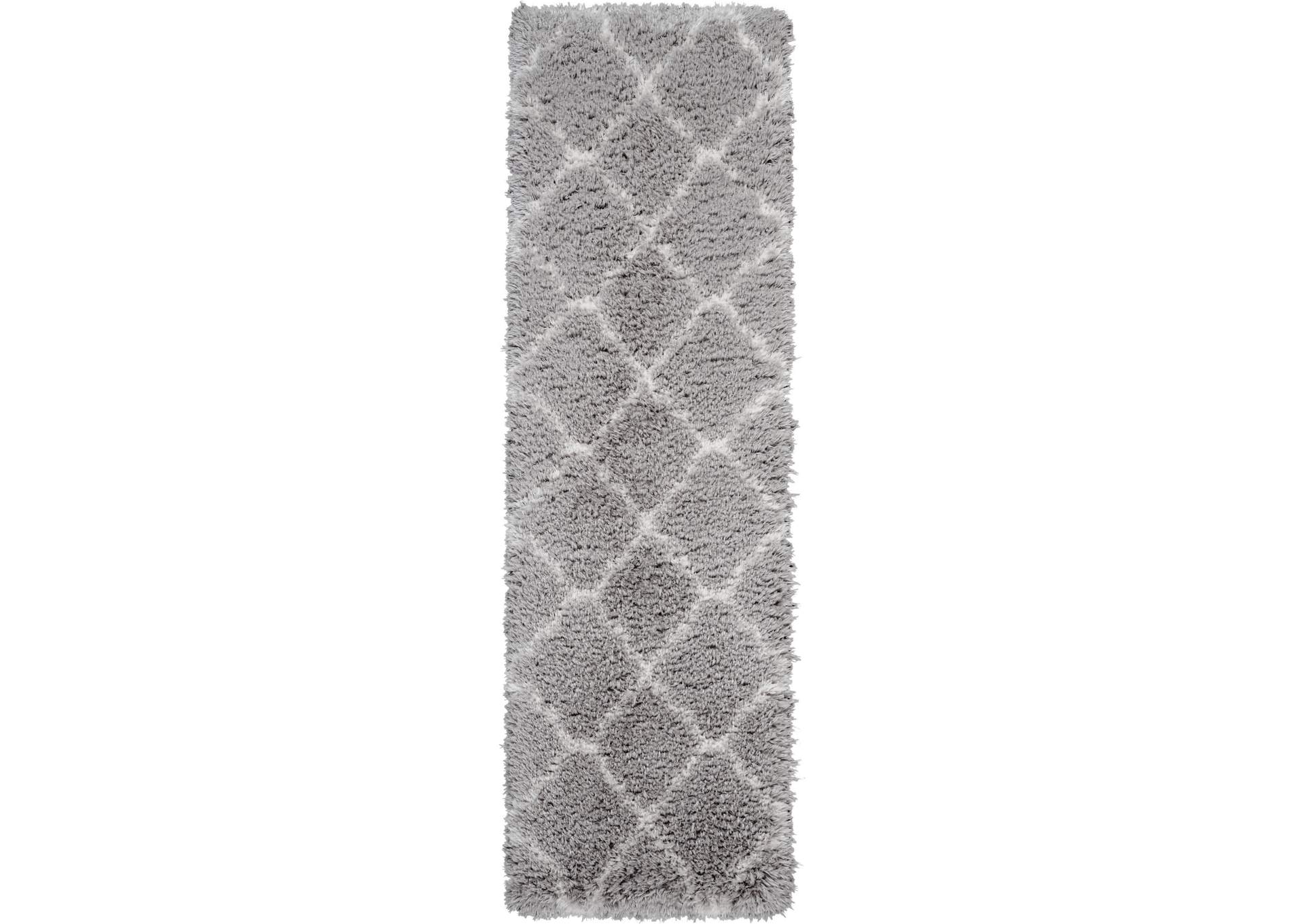Nourison Luxe Shag LXS02 Grey 8' Runner Hallway Rug,Nourison