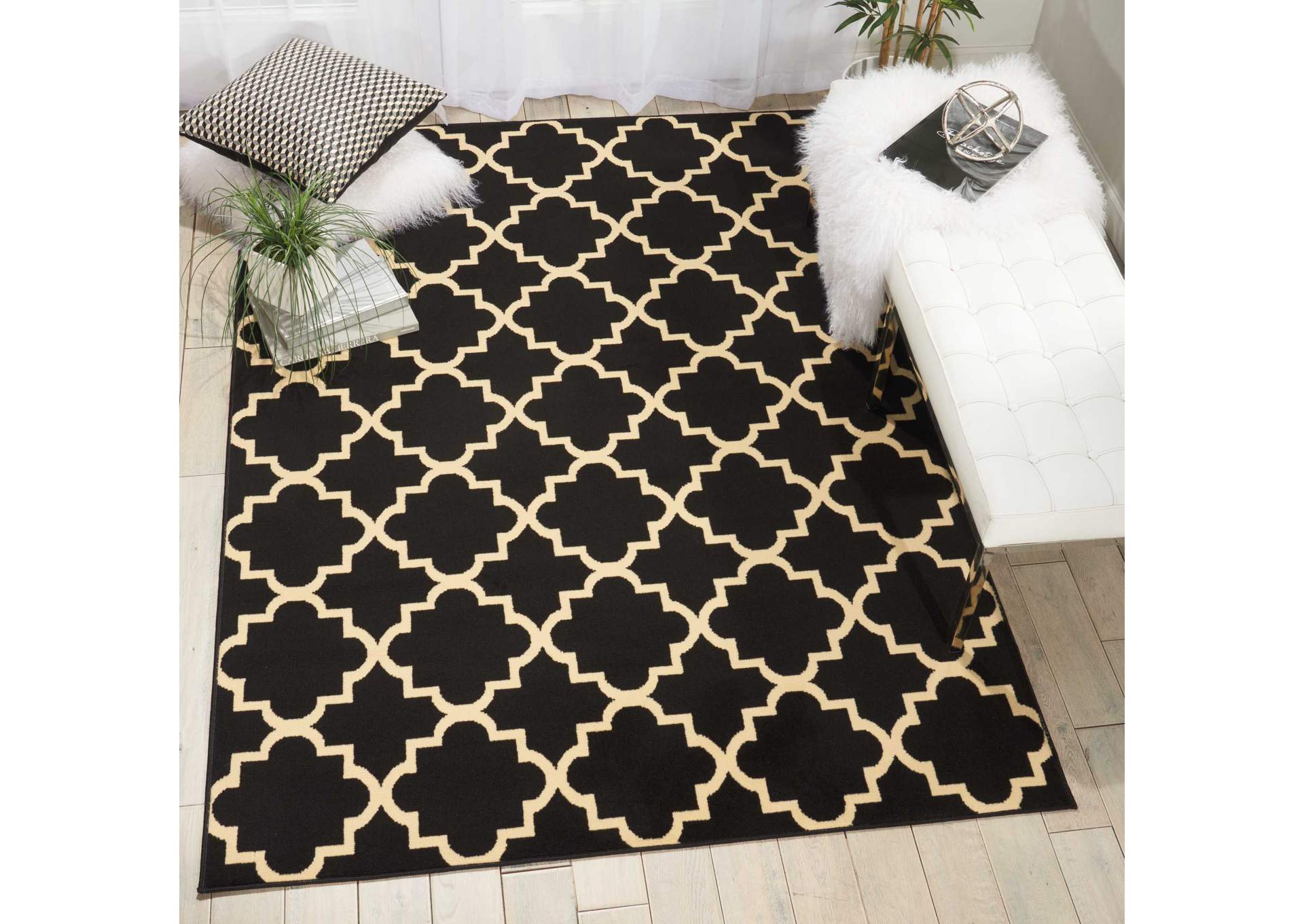 Nourison Grafix GRF08 Black 5'x7' Area Rug,Nourison
