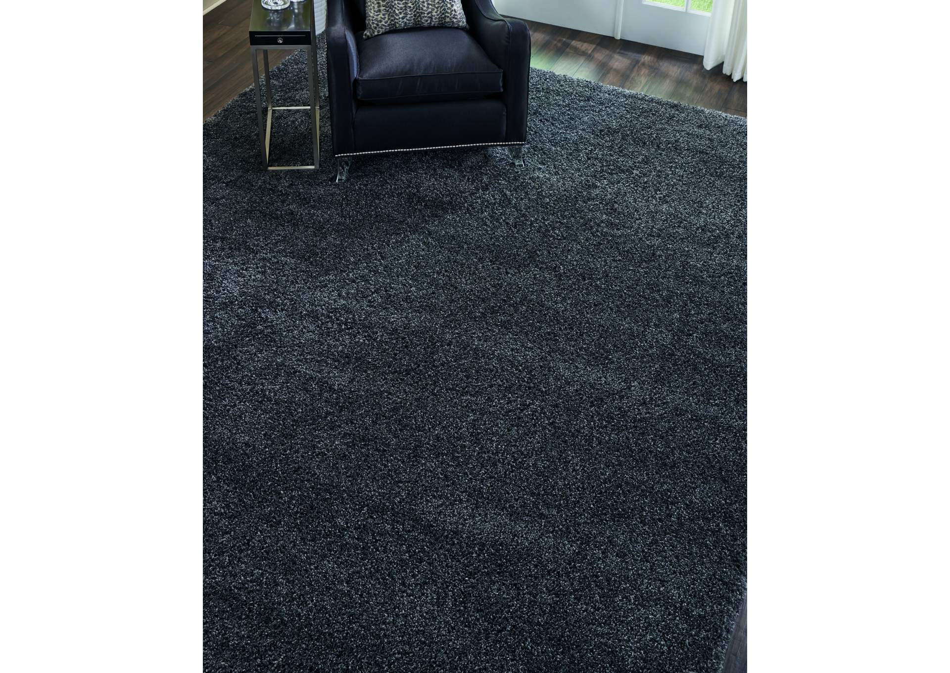 Nourison Malibu Shag MSG01 Charcoal 10'x13' Oversized Rug,Nourison