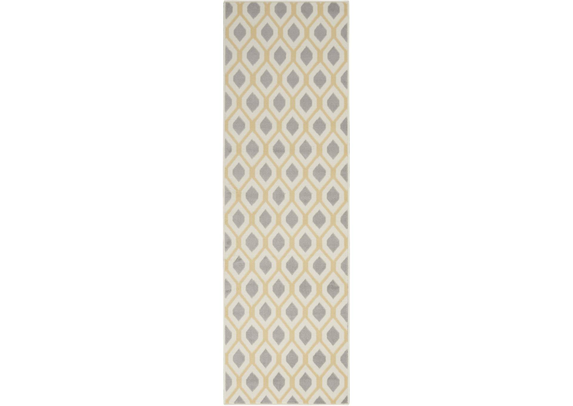 Nourison Grafix GRF22 Grey and White 8' Runner Hallway Rug,Nourison
