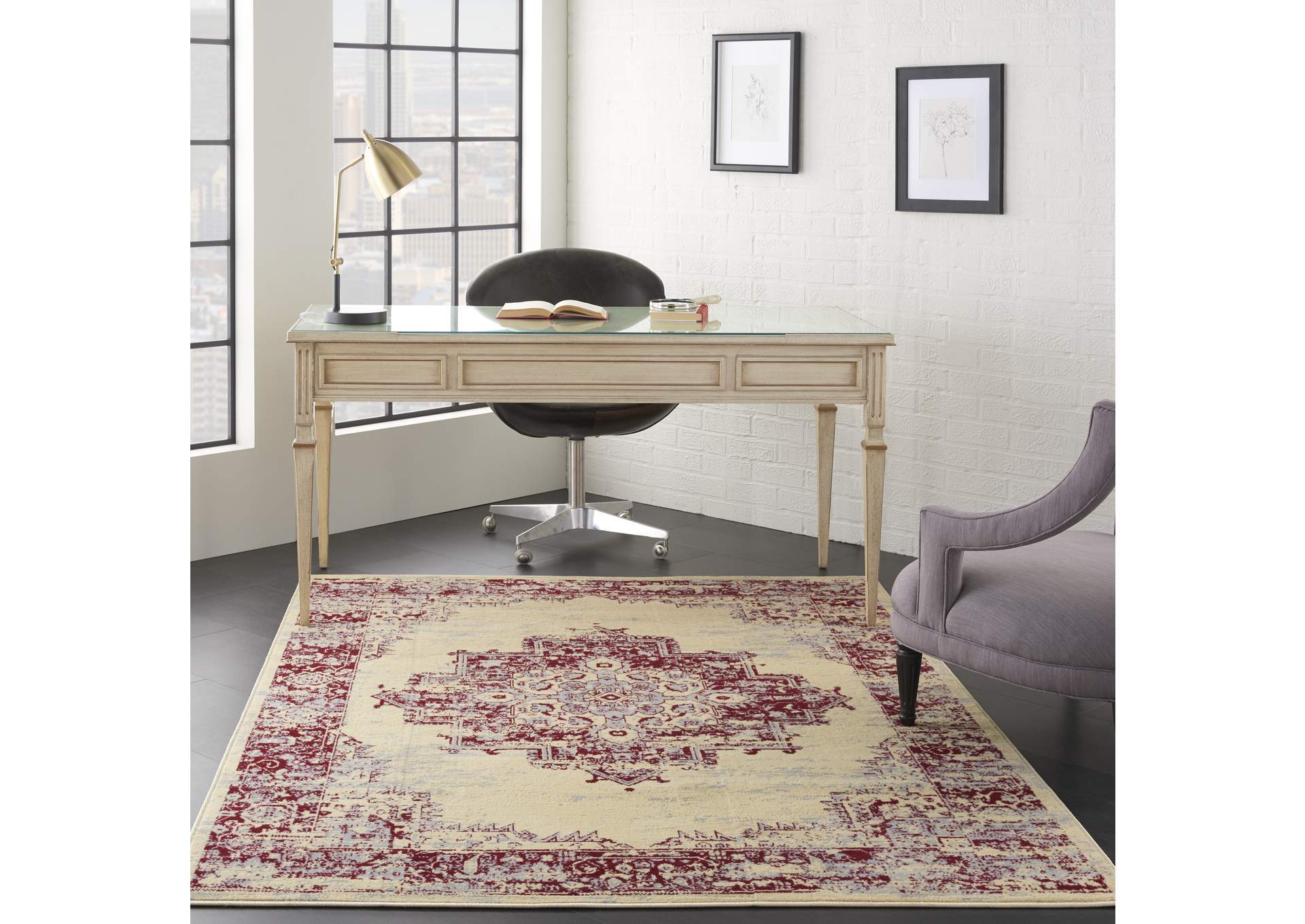 Nourison Grafix GRF14 Red and White 5'x7' Area Rug,Nourison