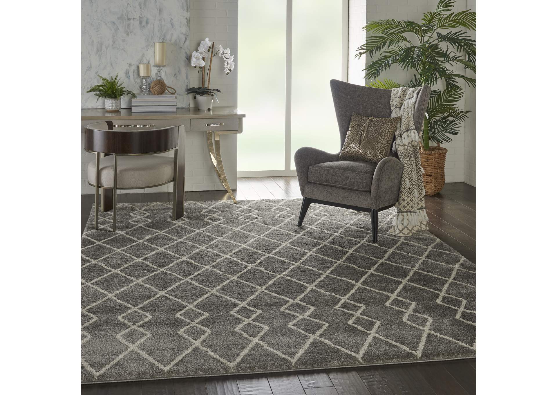 Nourison Martil MAT01 Grey 8'x10' Large Plush Rug,Nourison