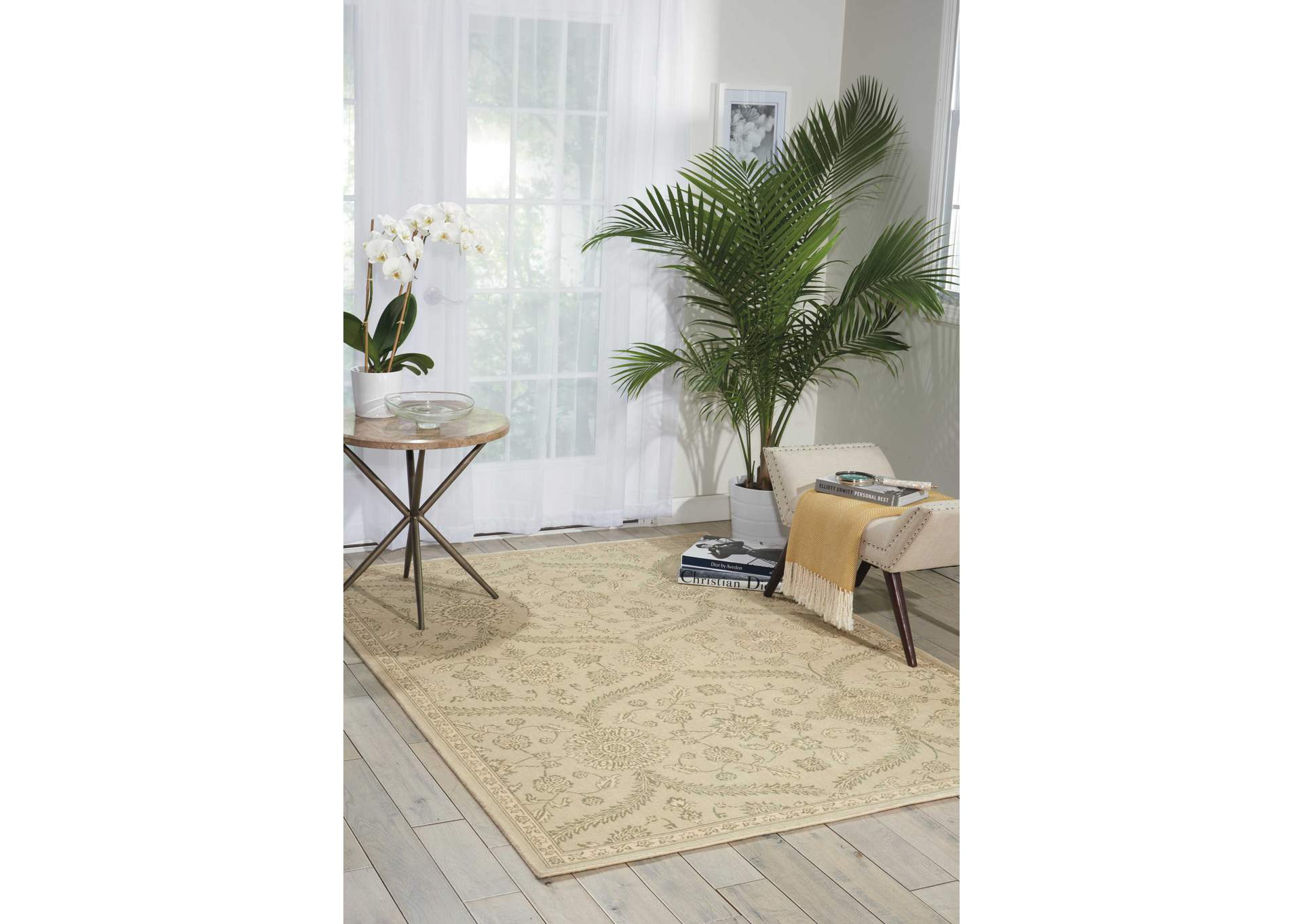 Nourison Luminance LUM04 Beige and Green 5'x8' Area Rug,Nourison