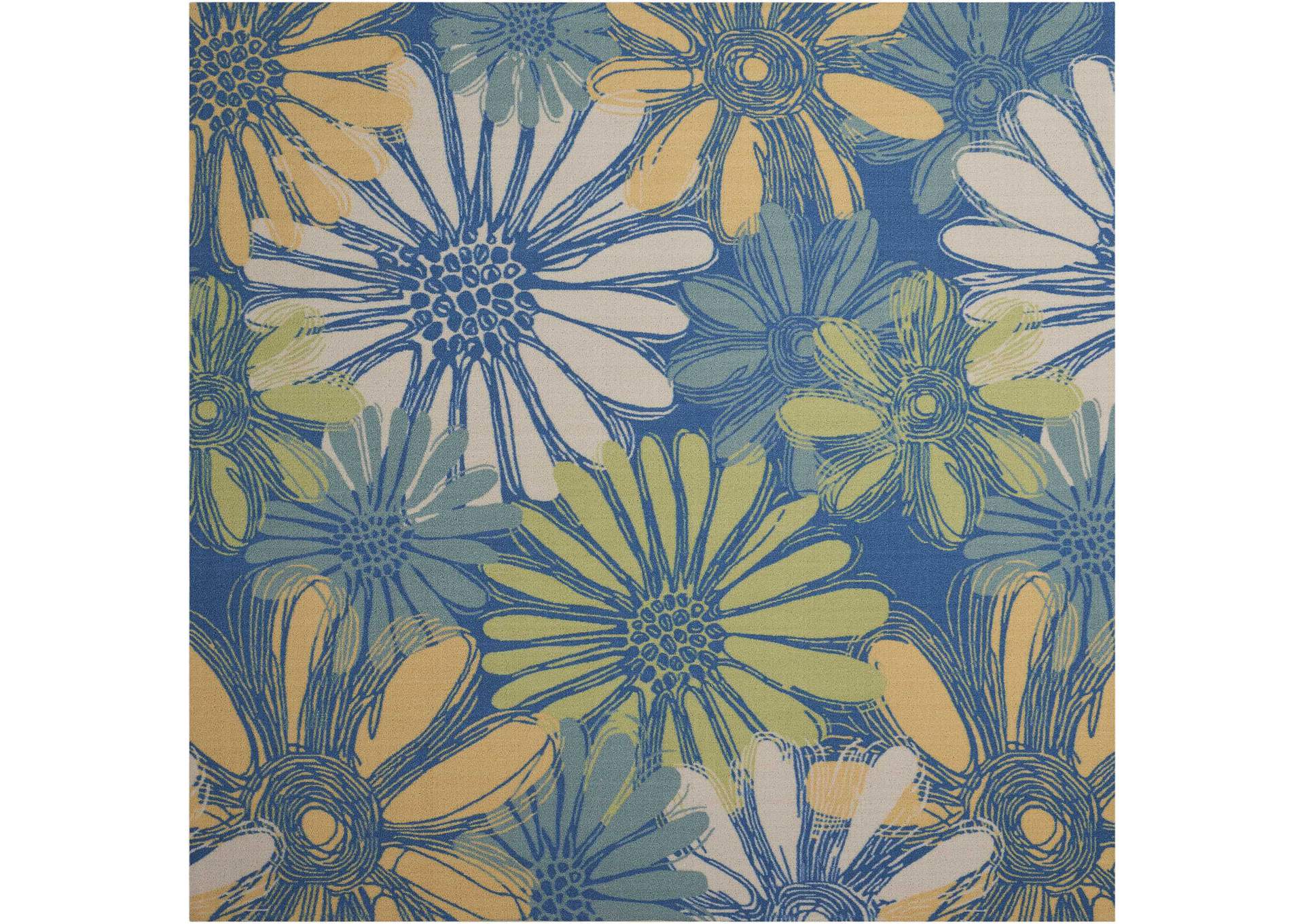Nourison Home & Garden RS022 Blue 9' Square Rug,Nourison