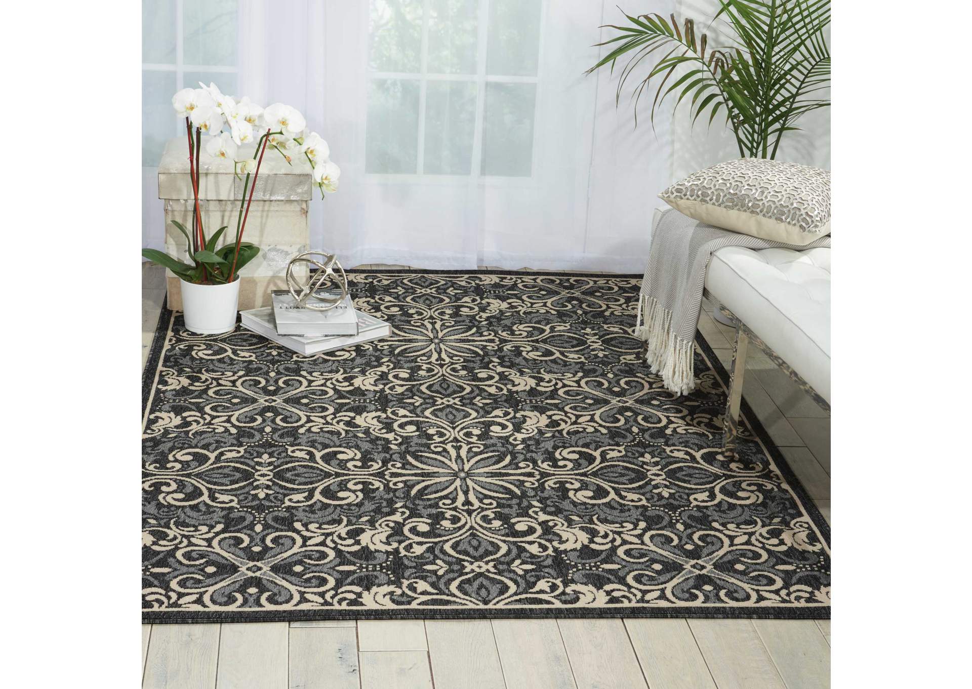 Nourison Caribbean CRB12 Black 5'x8' Area Rug,Nourison