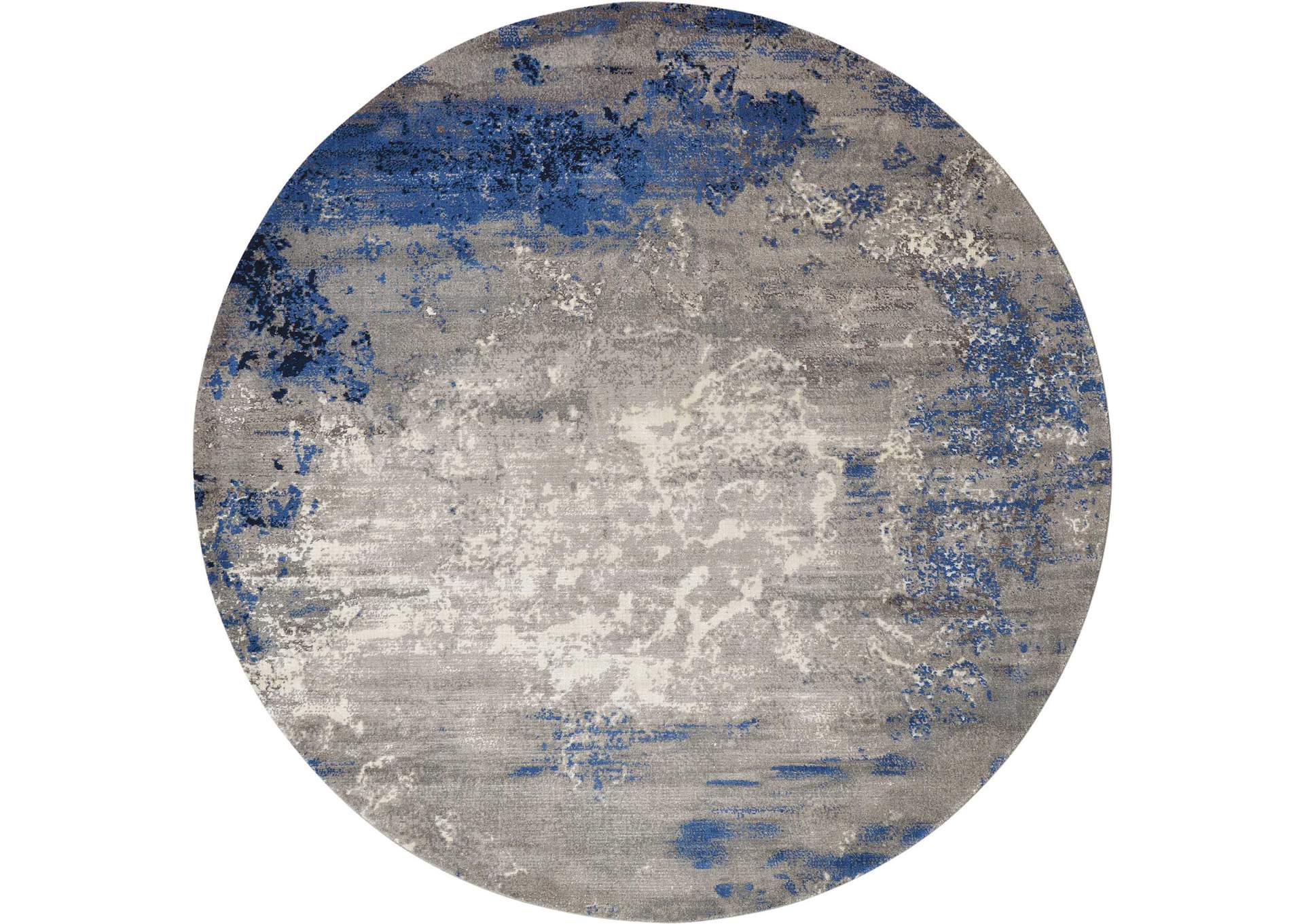 Nourison Twilight TWI22 Blue and Grey 8' Round Large Rug,Nourison