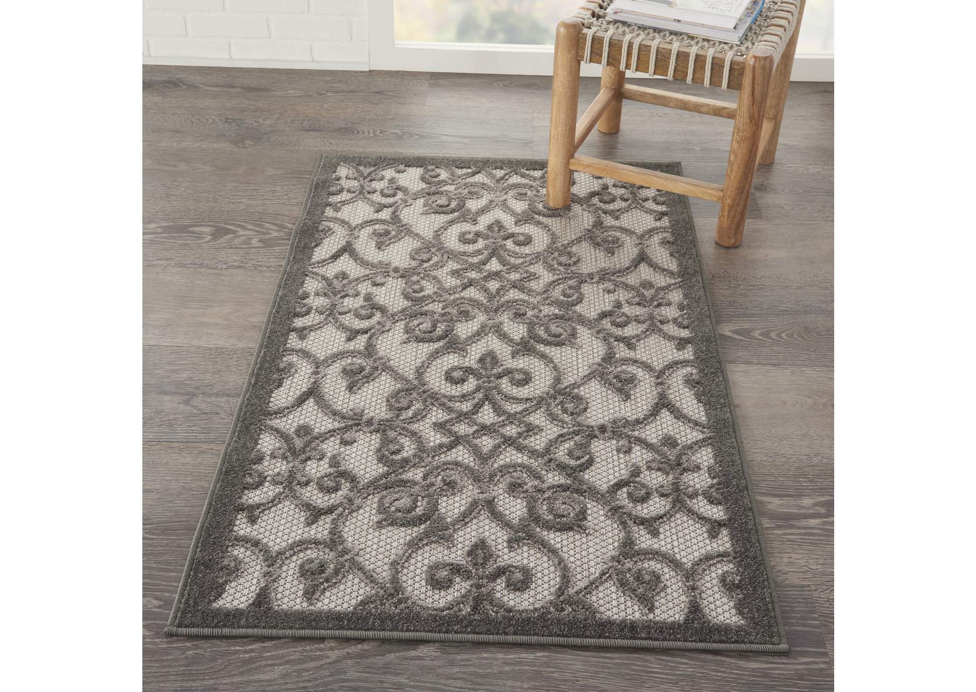 Nourison Aloha 3'x4' Grey Patio Area Rug,Nourison