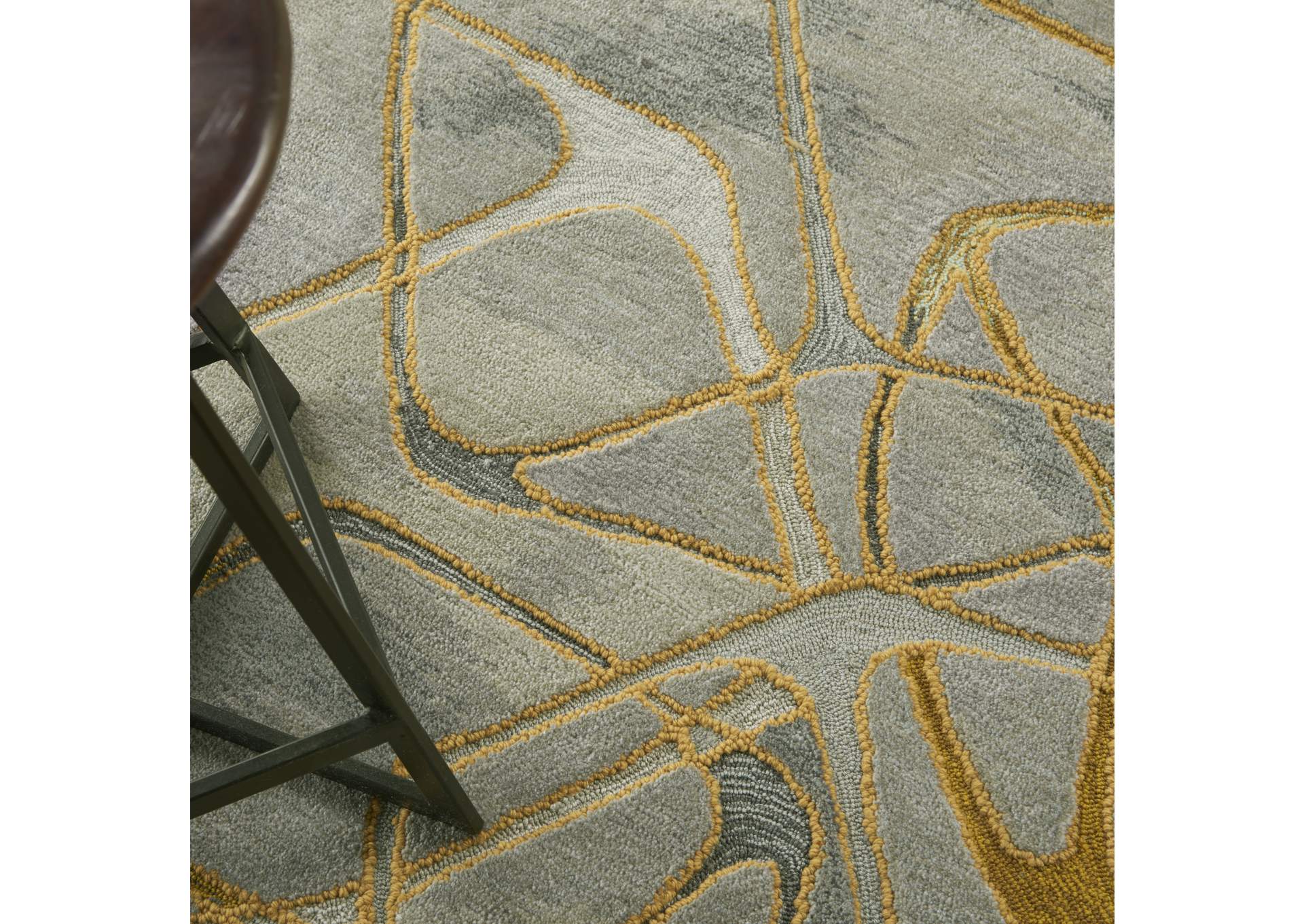 Nourison Symmetry SMM05 Gold and Grey 4'x6' Area Rug,Nourison