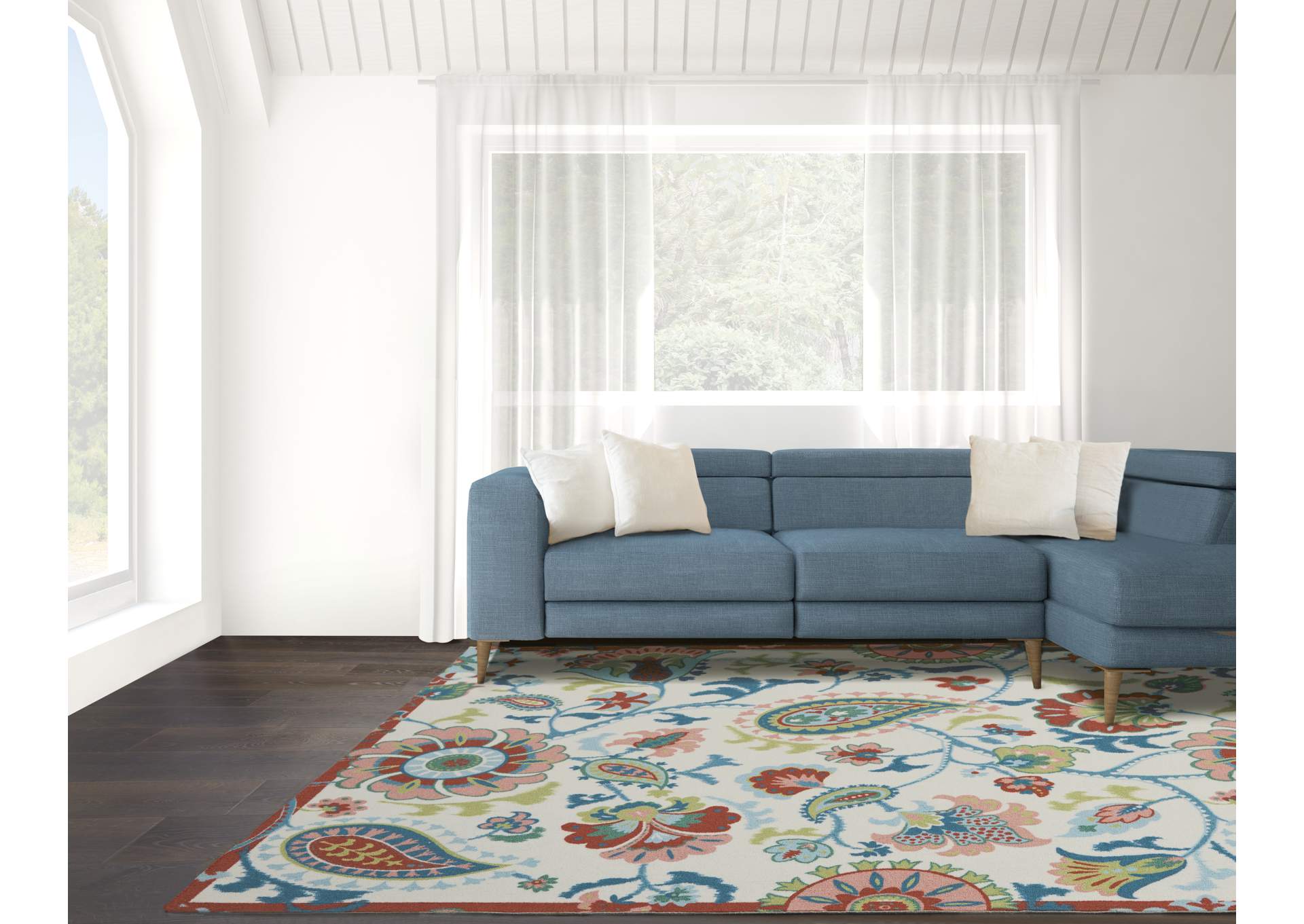 Waverly Sun N Shade SND73 Multicolor 5'x8' Beach Area Rug,Nourison