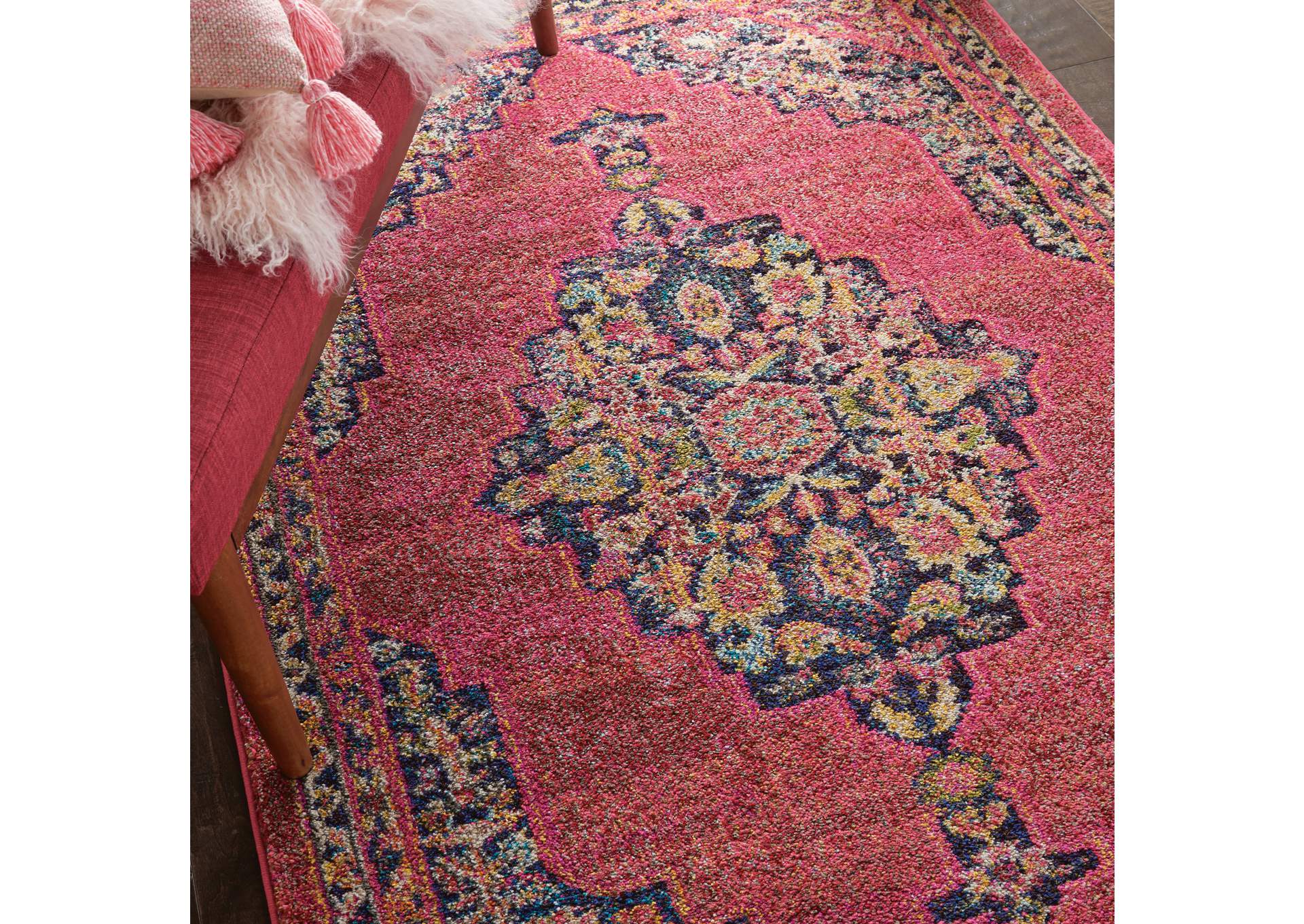 Nourison Passionate PST01 Pink Multicolor 4'x6' Boho Area Rug,Nourison