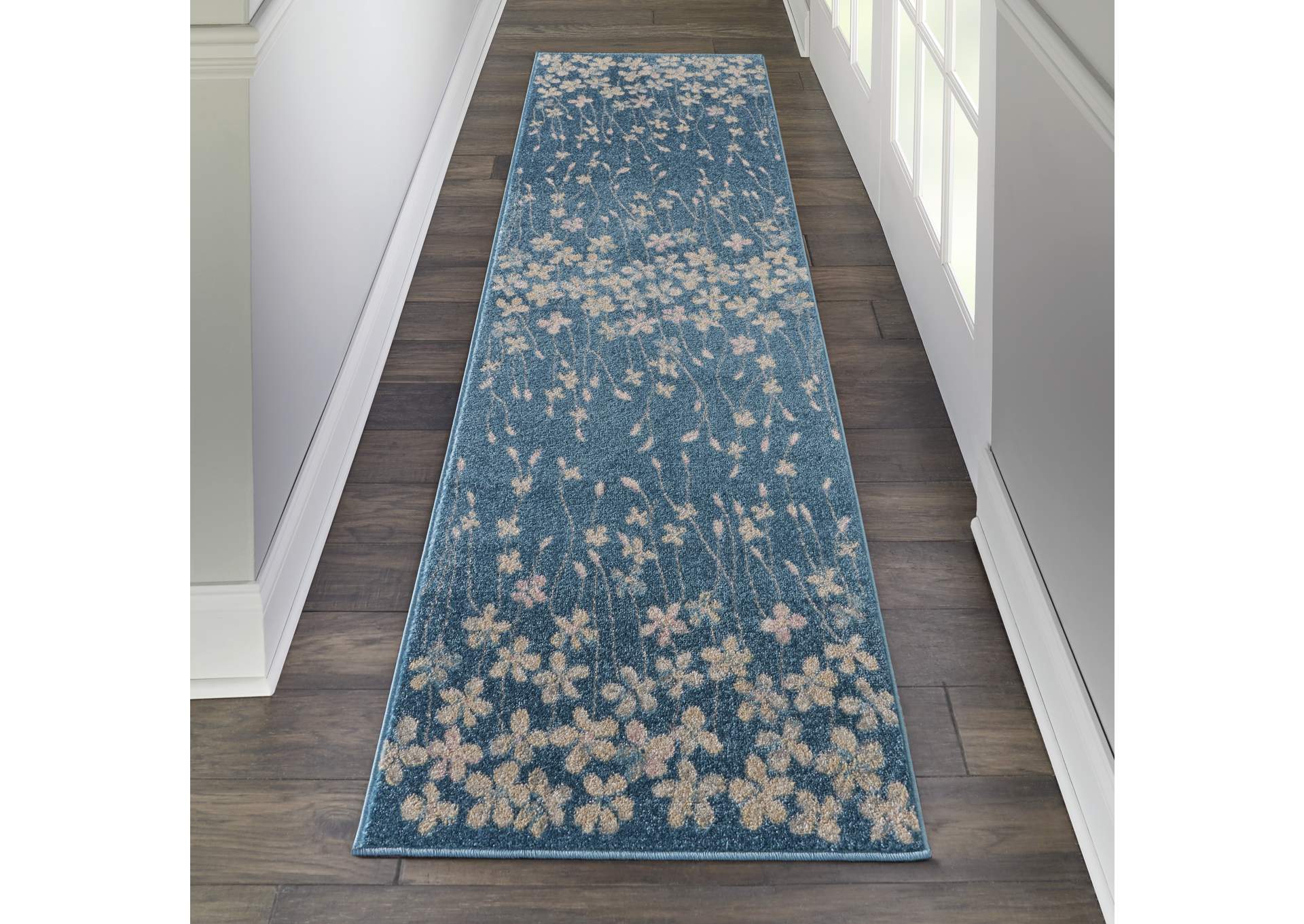 Nourison Tranquil TRA04 Turquoise Blue 7' Runner Hallway Rug,Nourison