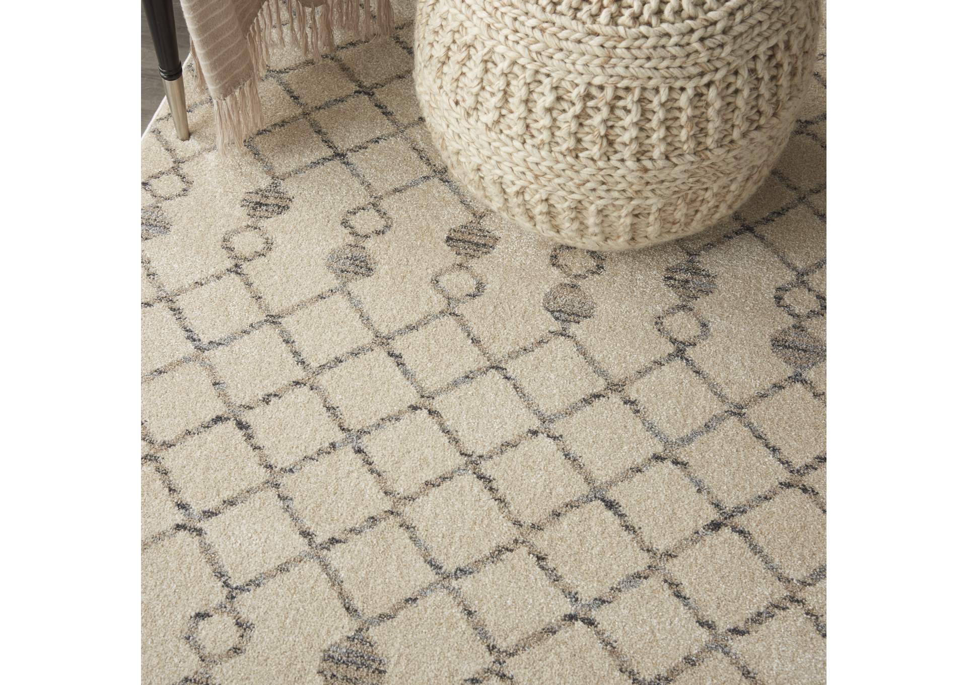 Nourison Palermo 7' x 10' Beige and Grey Distressed Bohemian Area Rug,Nourison