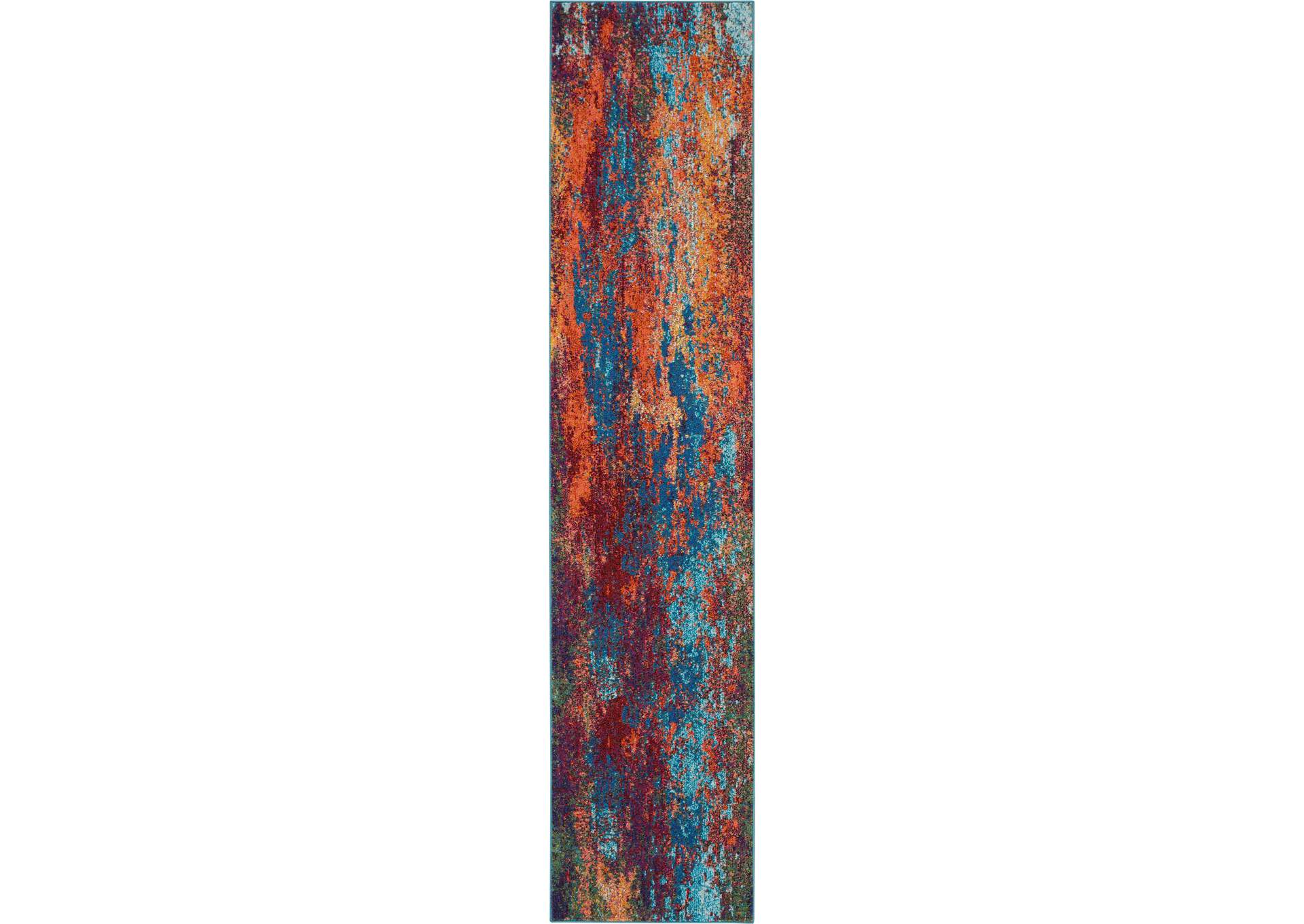 Nourison Celestial CES08 Blue and Red 10' Runner Hallway Rug,Nourison