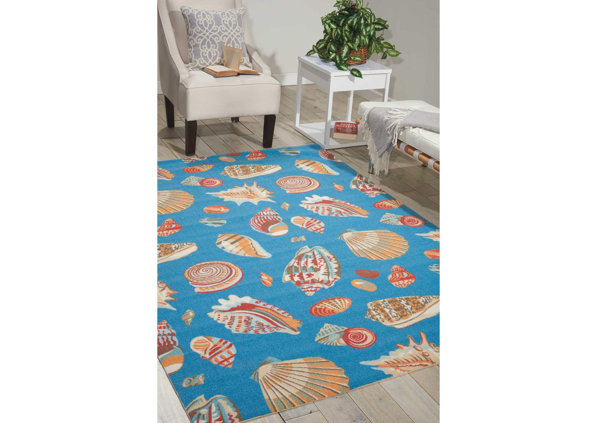 Waverly Sun N Shade SND22 Blue 5'x8' Area Rug,Nourison