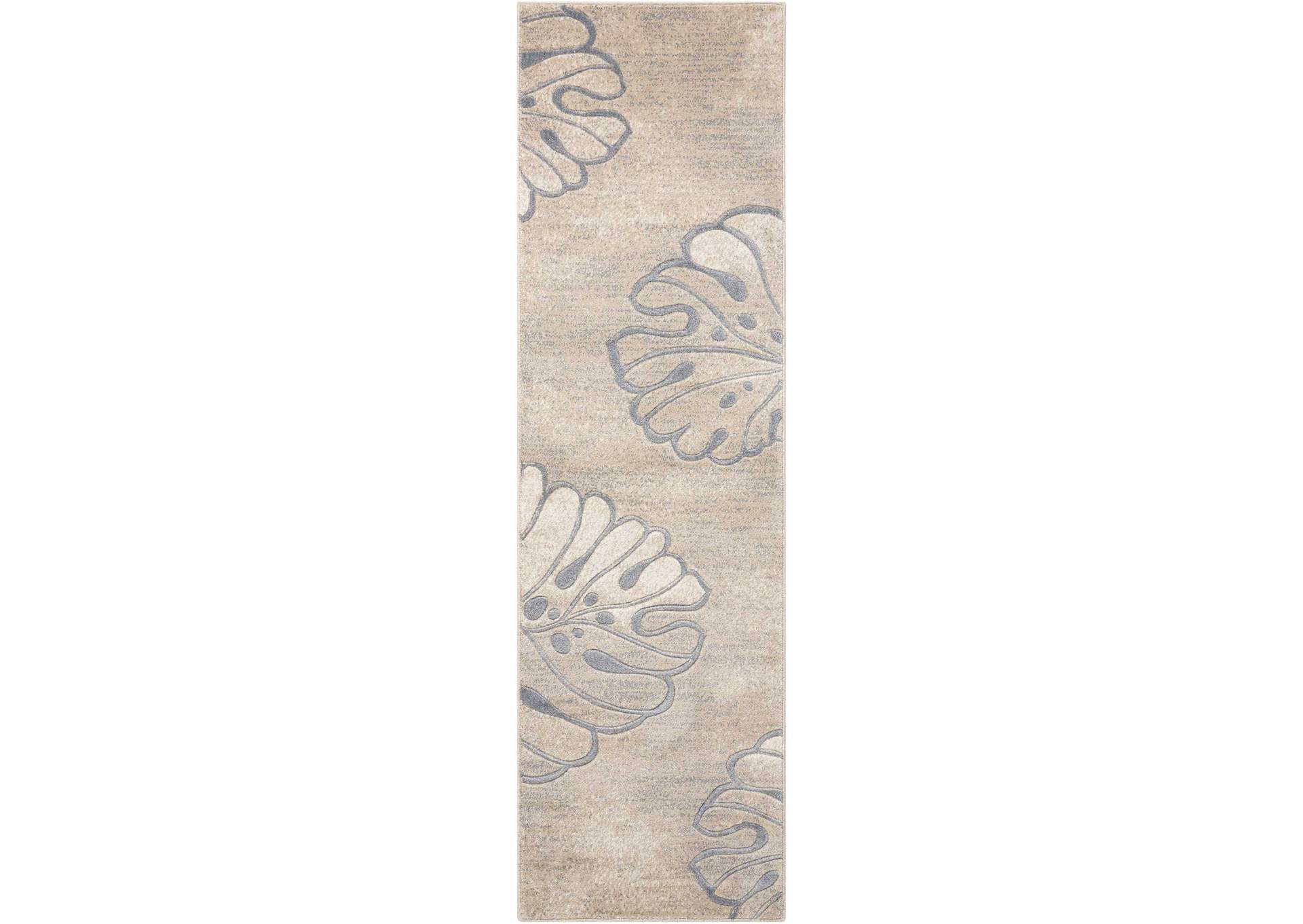 Nourison Maxell MAE04 Beige 8' Runner Hallway Rug,Nourison