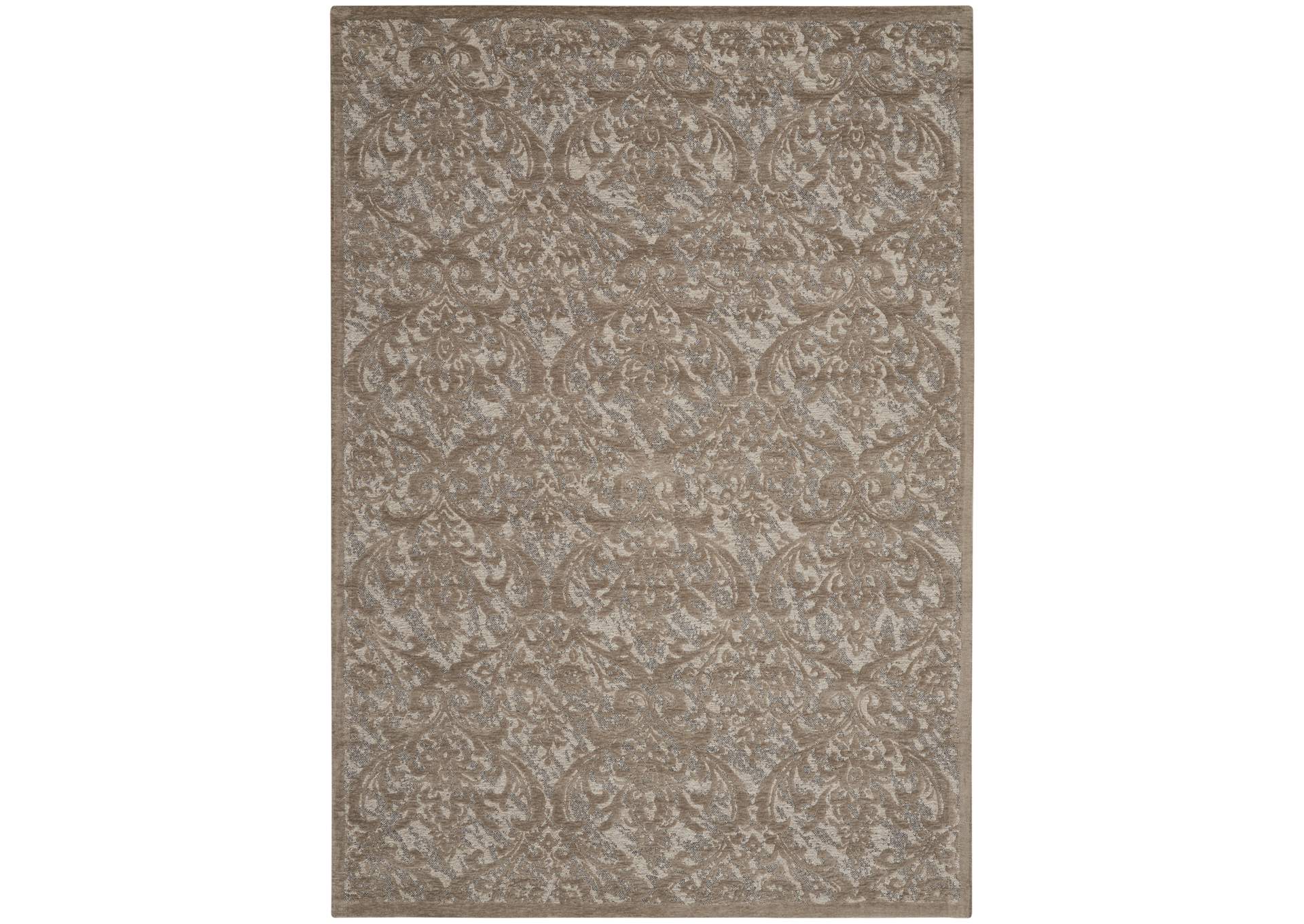 Nourison Damask DAS02 Grey 5'x7' Vintage Area Rug,Nourison