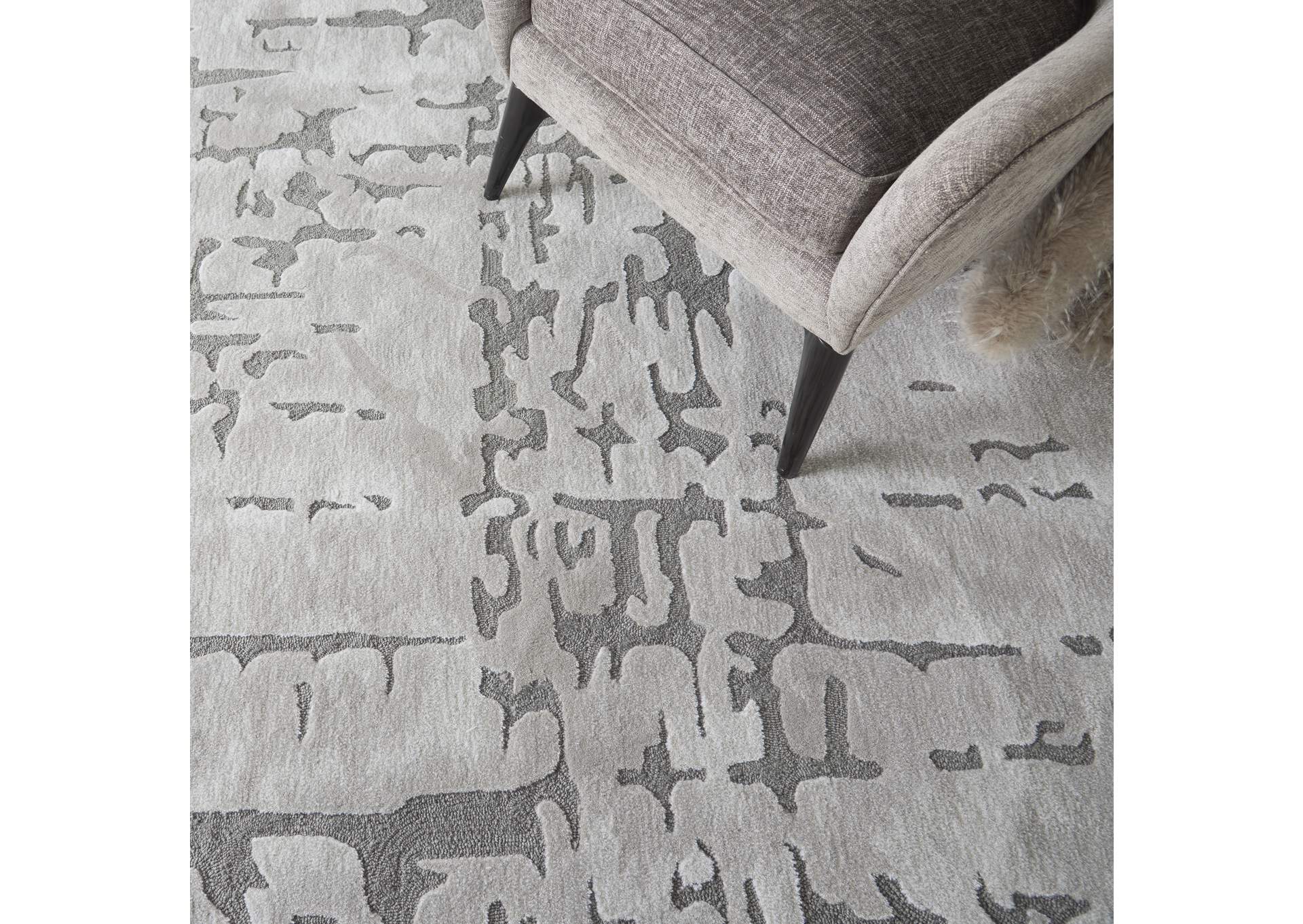 Nourison Symmetry SMM03 Silver 8'x10' Large Textured Rug,Nourison