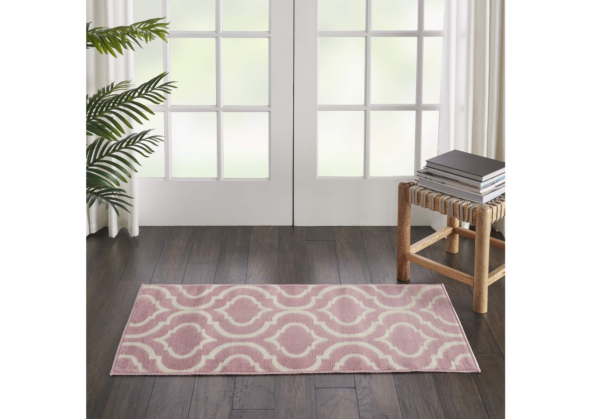 Nourison Jubilant 2' x 4' Small Pink Trellis Area Rug,Nourison