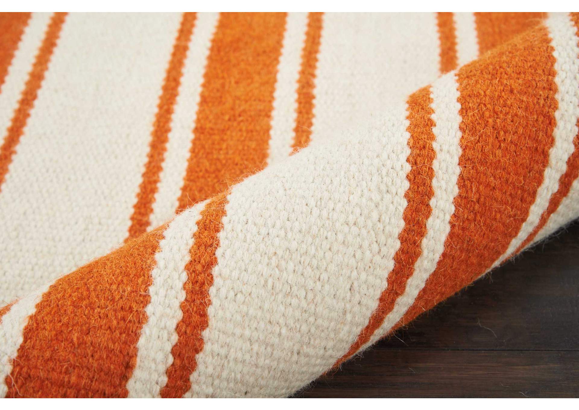 Nourison Rio Vista DST01 White and Orange 8' Runner Flat Weave Hallway Rug,Nourison
