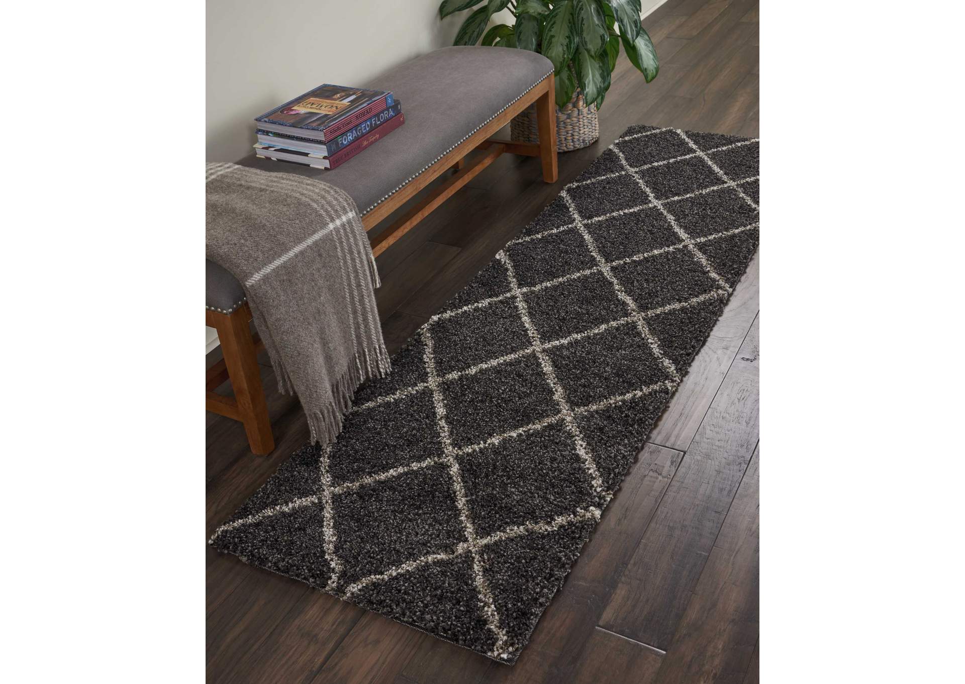 Nourison Brisbane BRI03 Black 6' Runner Hallway Rug,Nourison