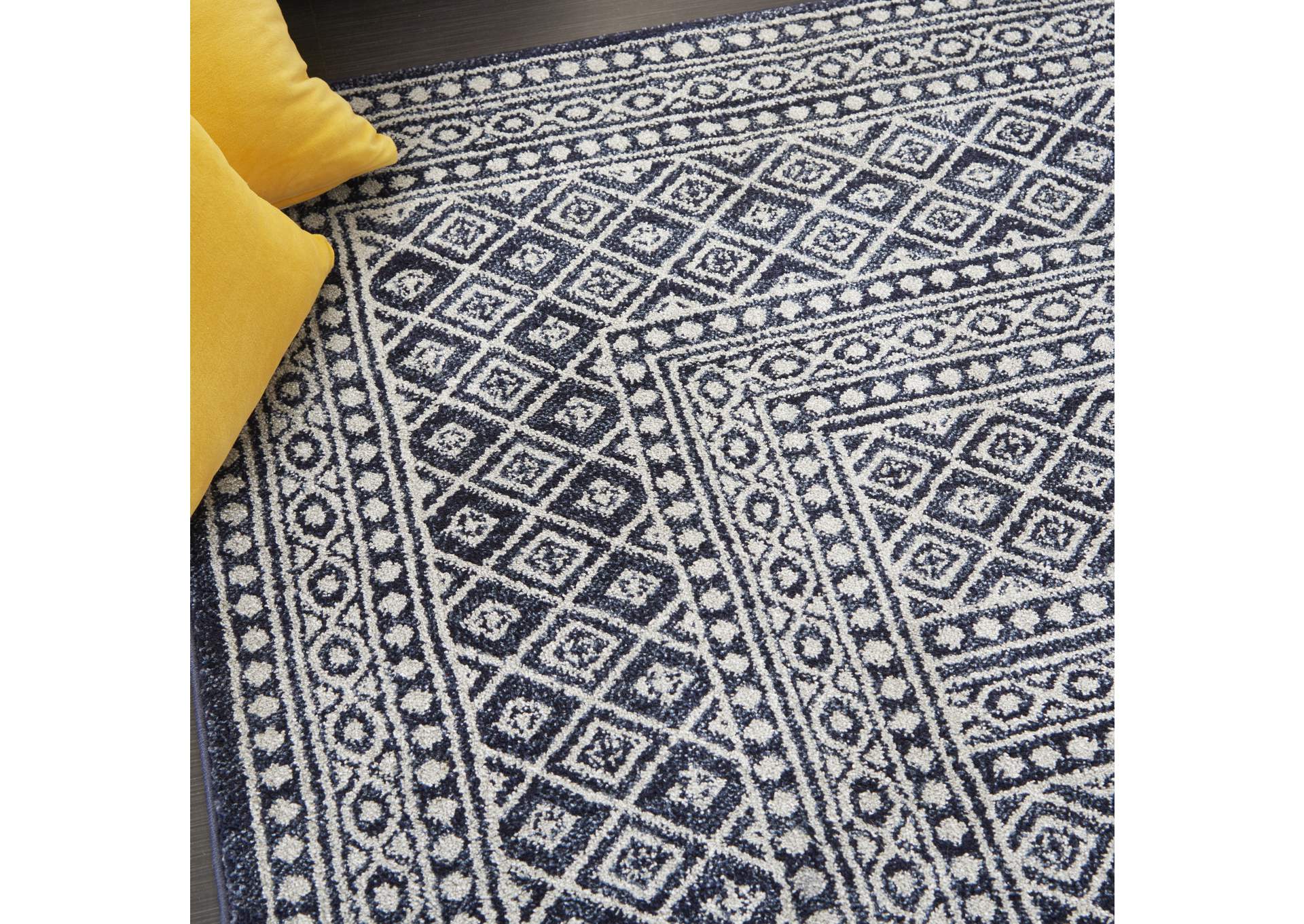 Nourison Palermo 5' x 7' Navy and Grey Distressed Bohemian Area Rug,Nourison