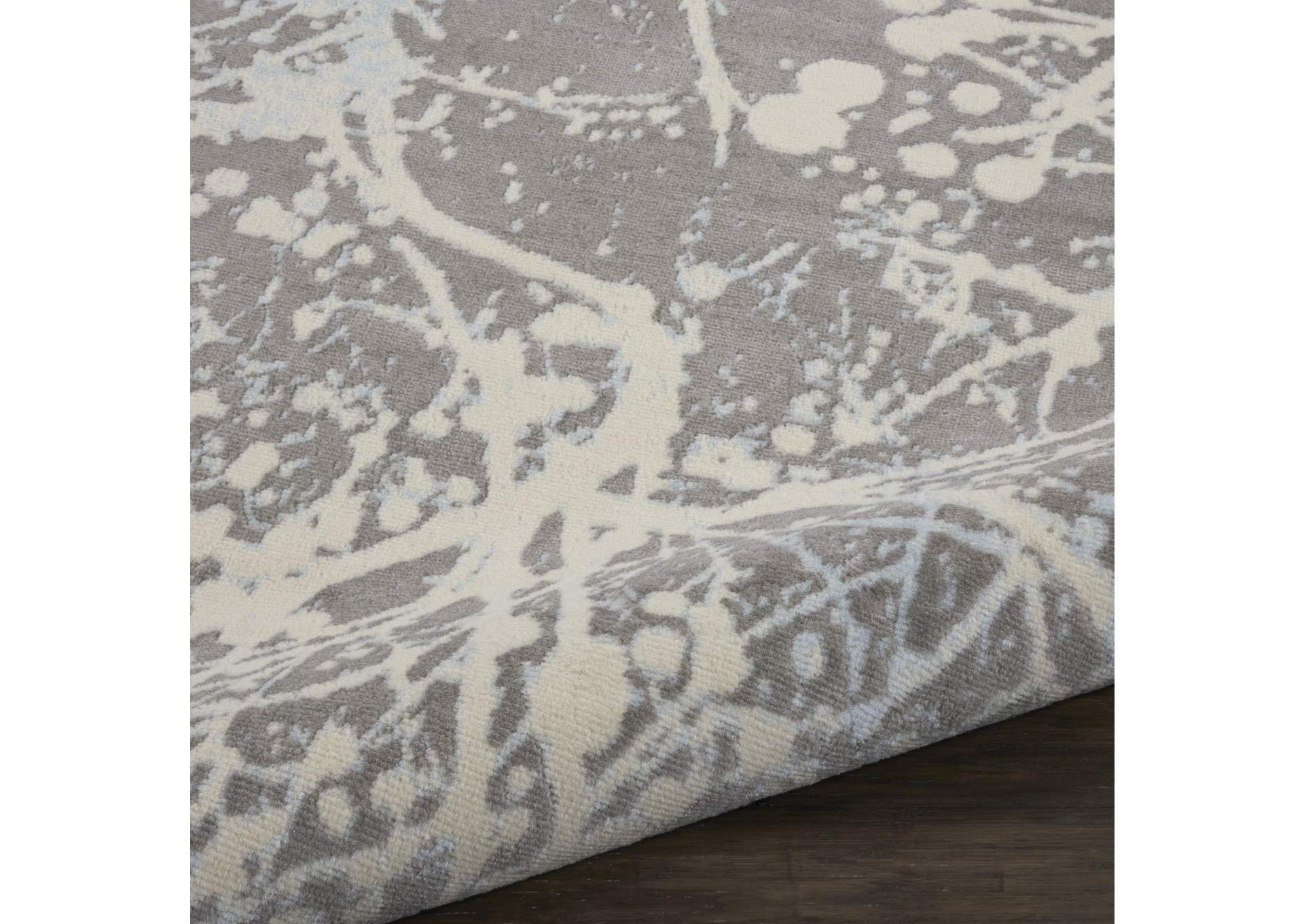 Nourison Jubilant JUB12 Grey and Blue 5' Round Contemporary Area Rug,Nourison