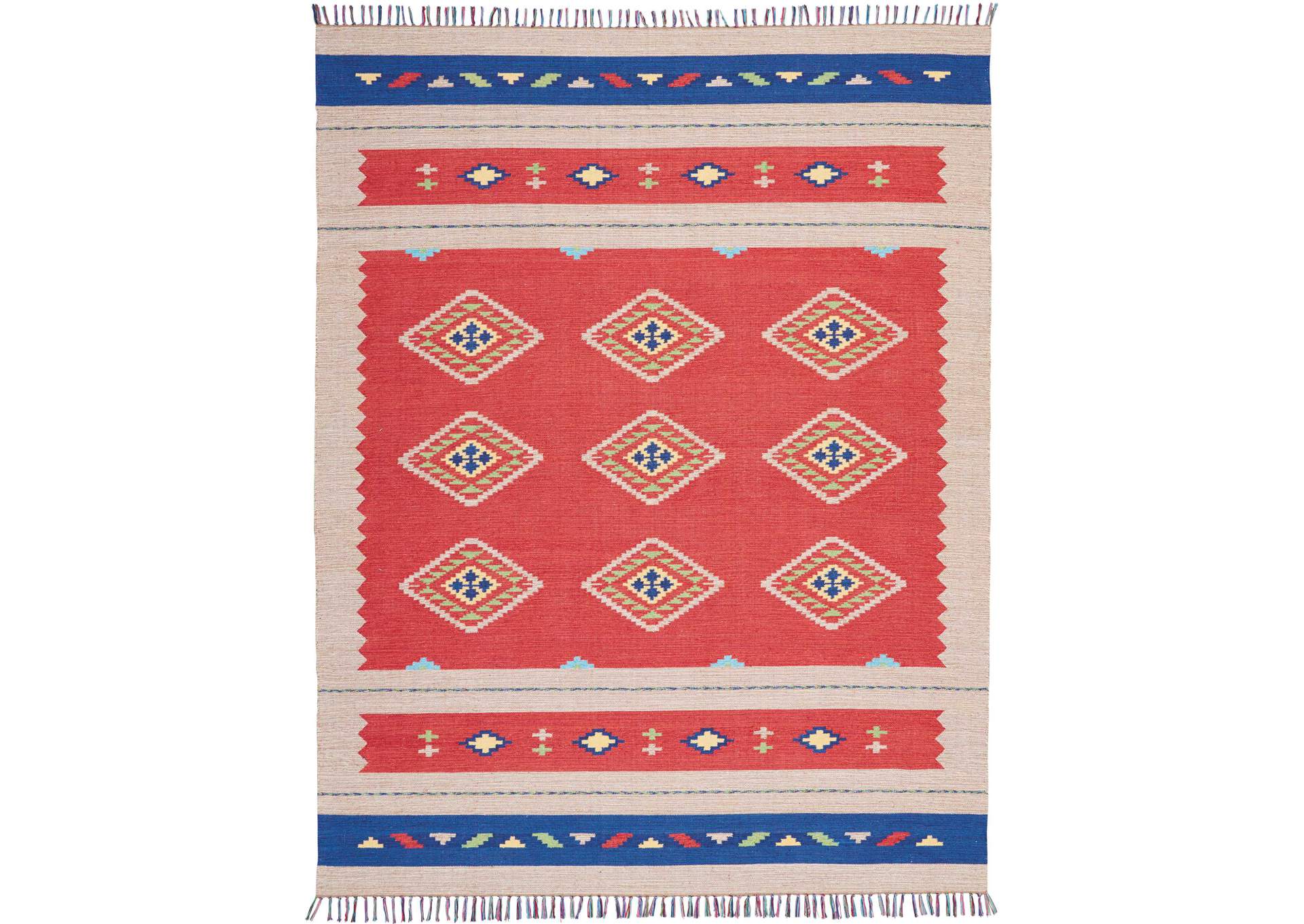 Nourison Baja BAJ02 Red and Black 8'x10' Large Flat Weave Rug,Nourison