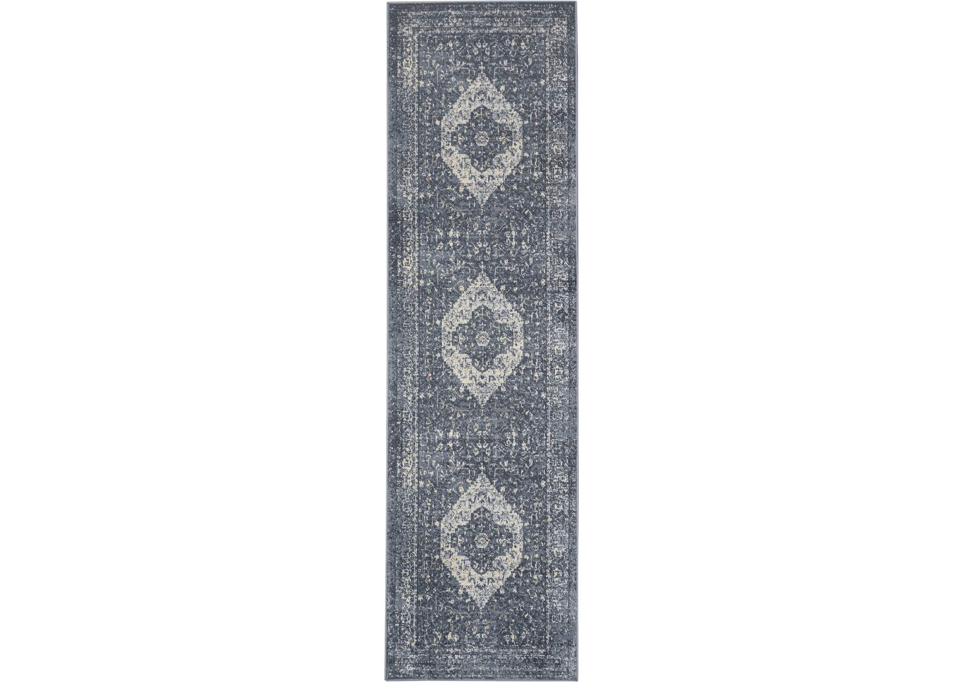 Malta by kathy ireland Home MAI11 Navy 8' Runner Area Rug,Nourison