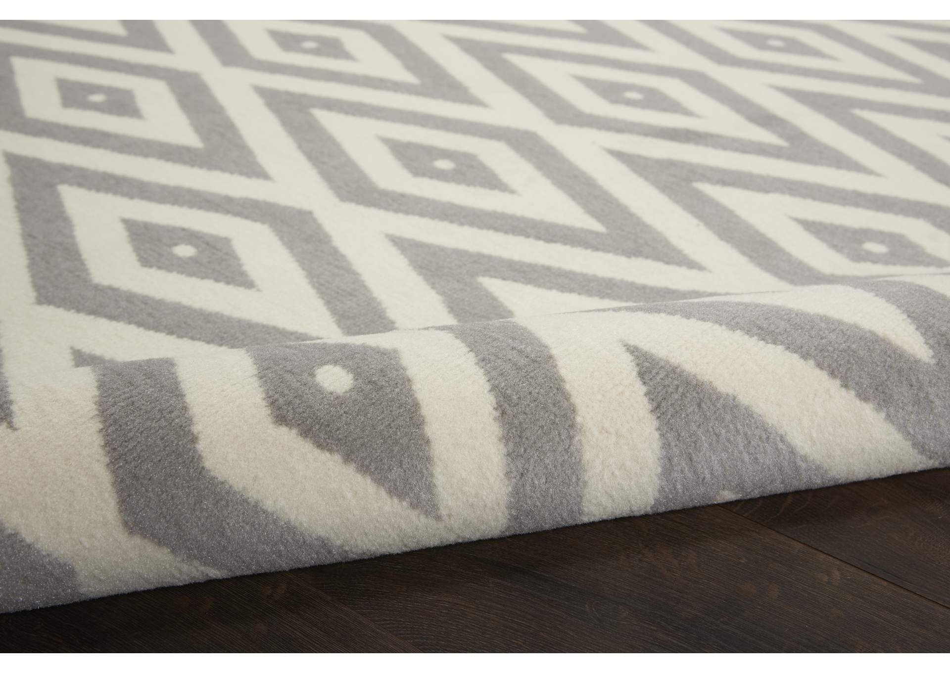 Nourison Grafix GRF18 Grey and White 8' Runner Hallway Rug,Nourison