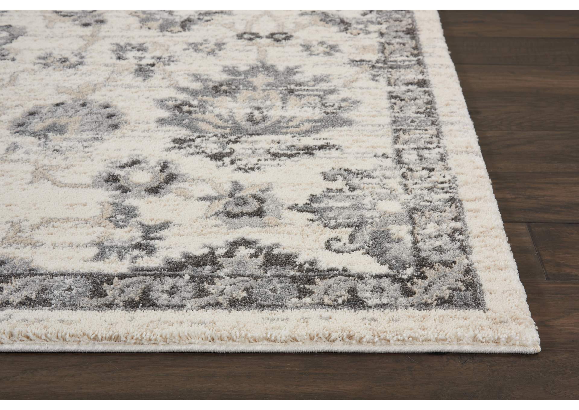 Nourison Fusion FSS15 Cream and Grey 8'x11' Oversized Plush Shag Rug,Nourison