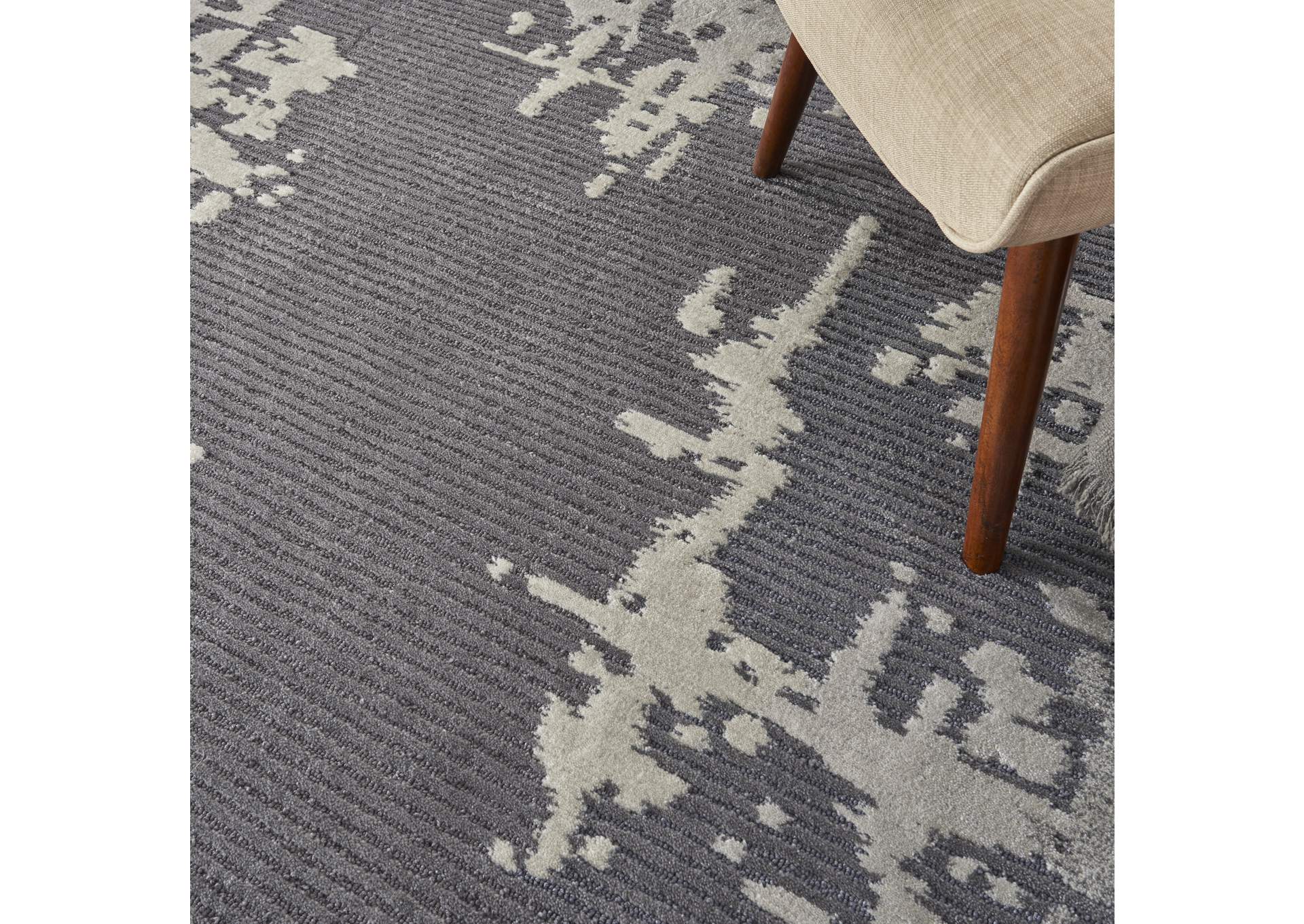 Nourison Symmetry SMM02 Ivory and Grey 5'x8' Area Rug,Nourison