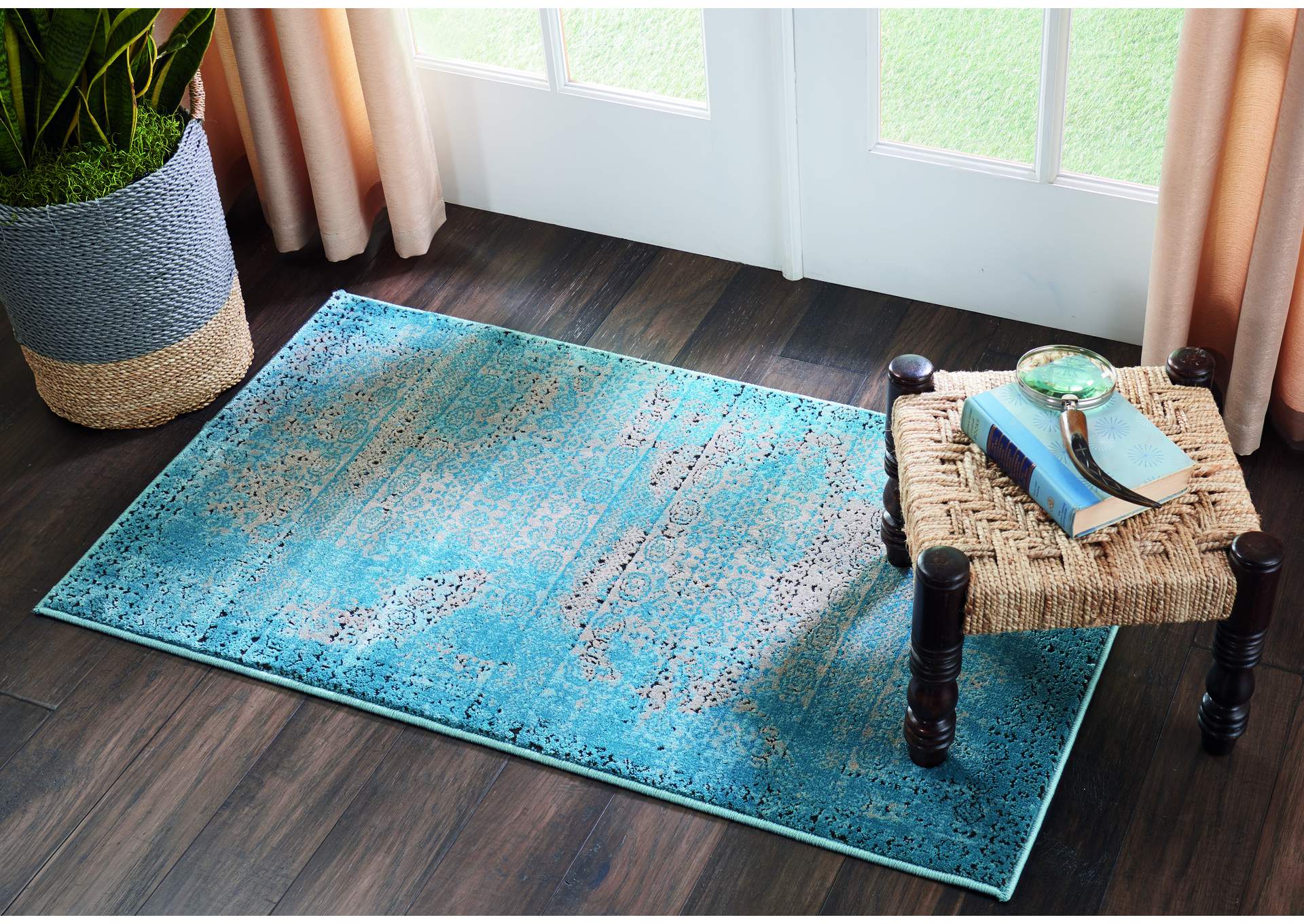 Nourison Karma 2' X 4' Blue Vintage Area Rug,Nourison
