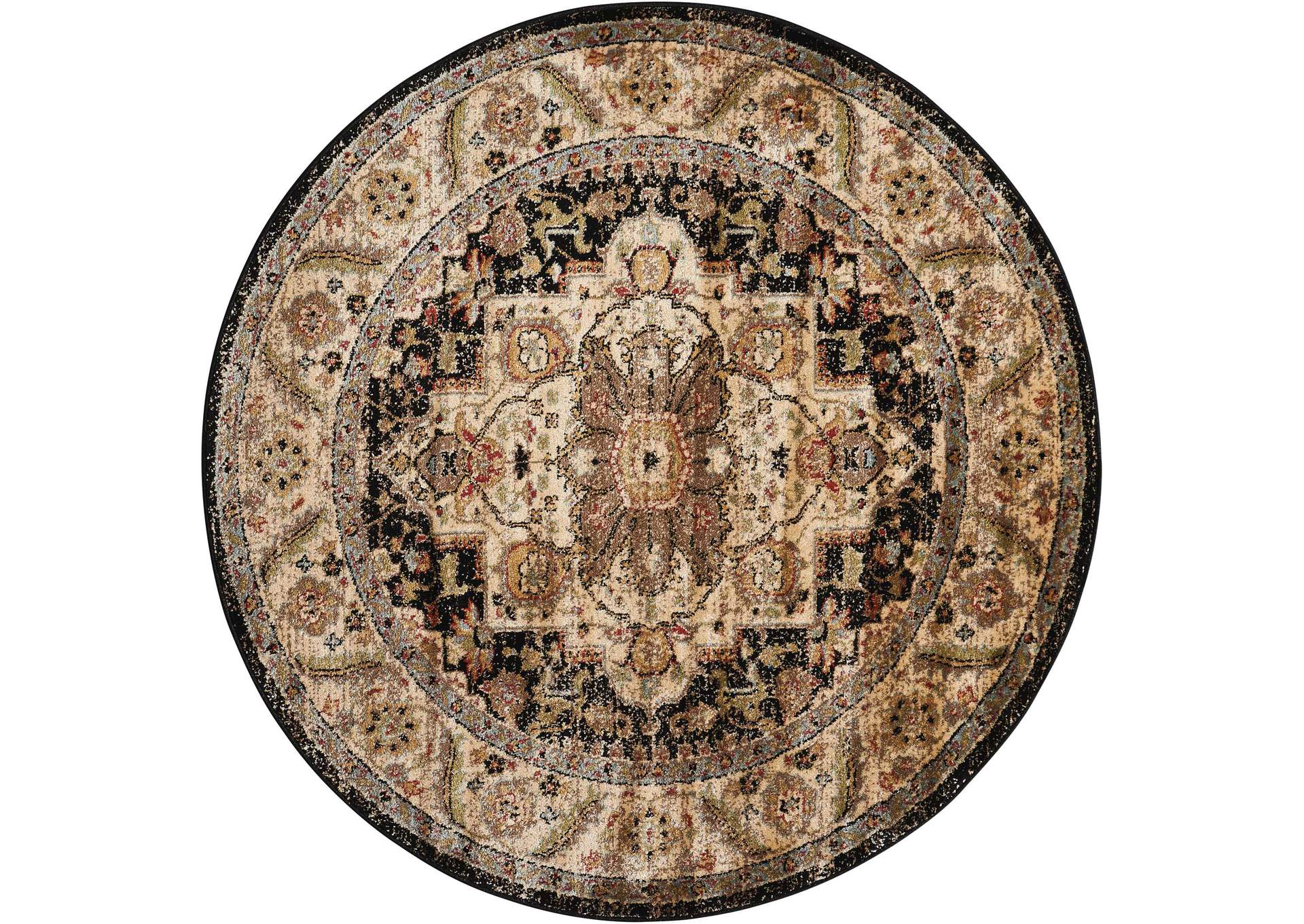 Nourison Delano DEL05 Black 5' Round Area Rug,Nourison