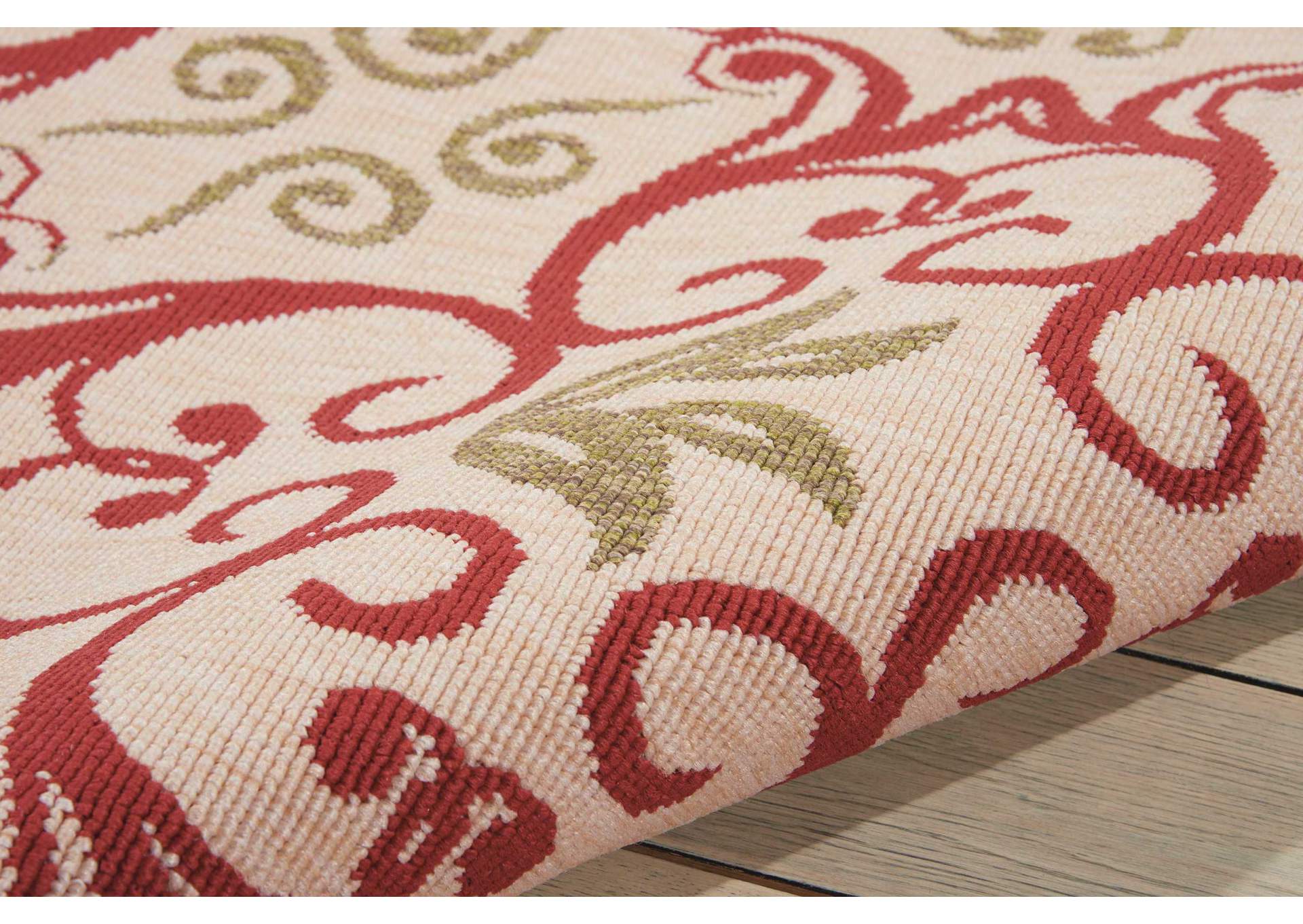 Nourison Caribbean CRB02 Ivory and Red 4'x6' Area Rug,Nourison
