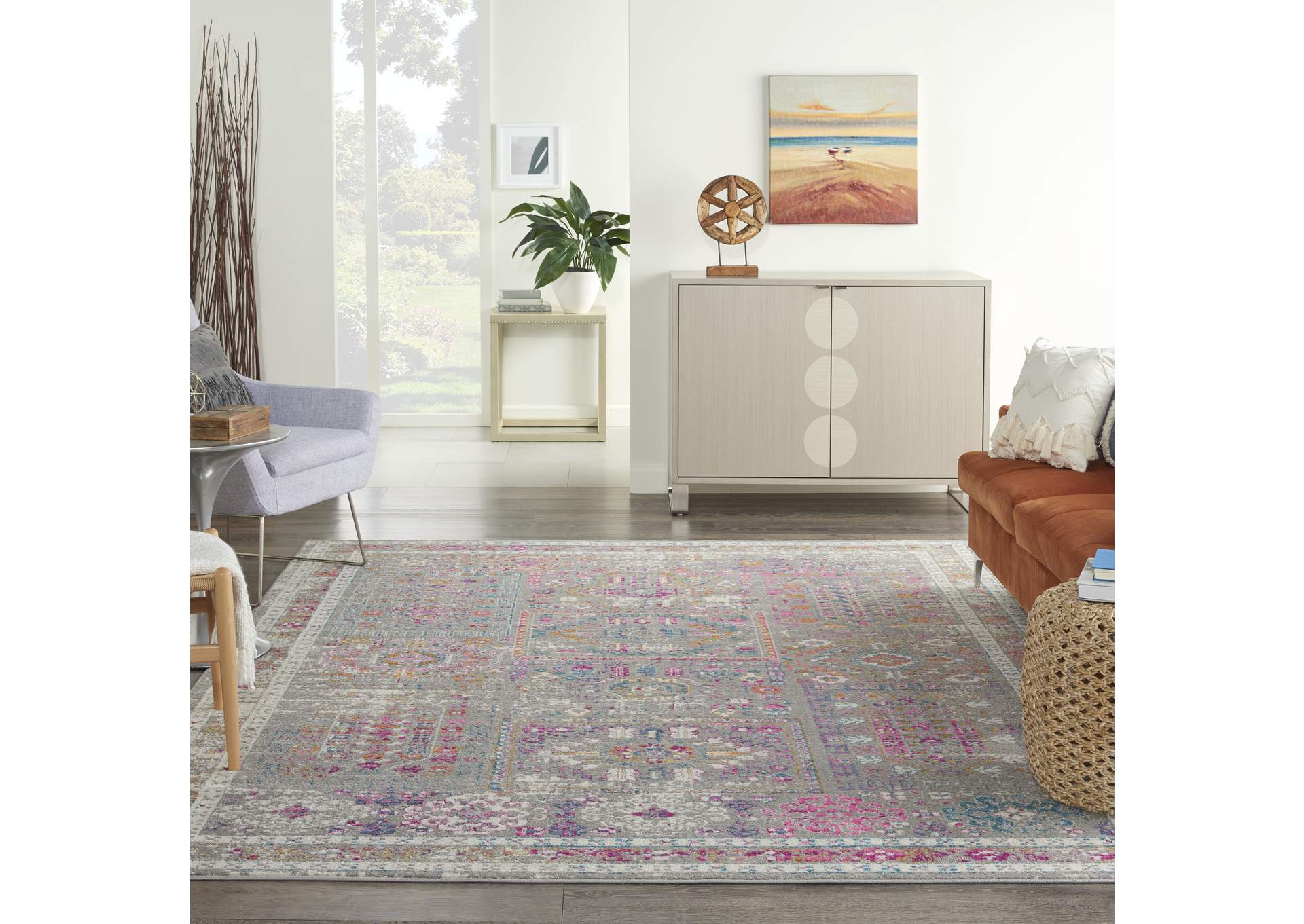 Nourison Passion 8'x10' Grey Multicolor Area Rug,Nourison