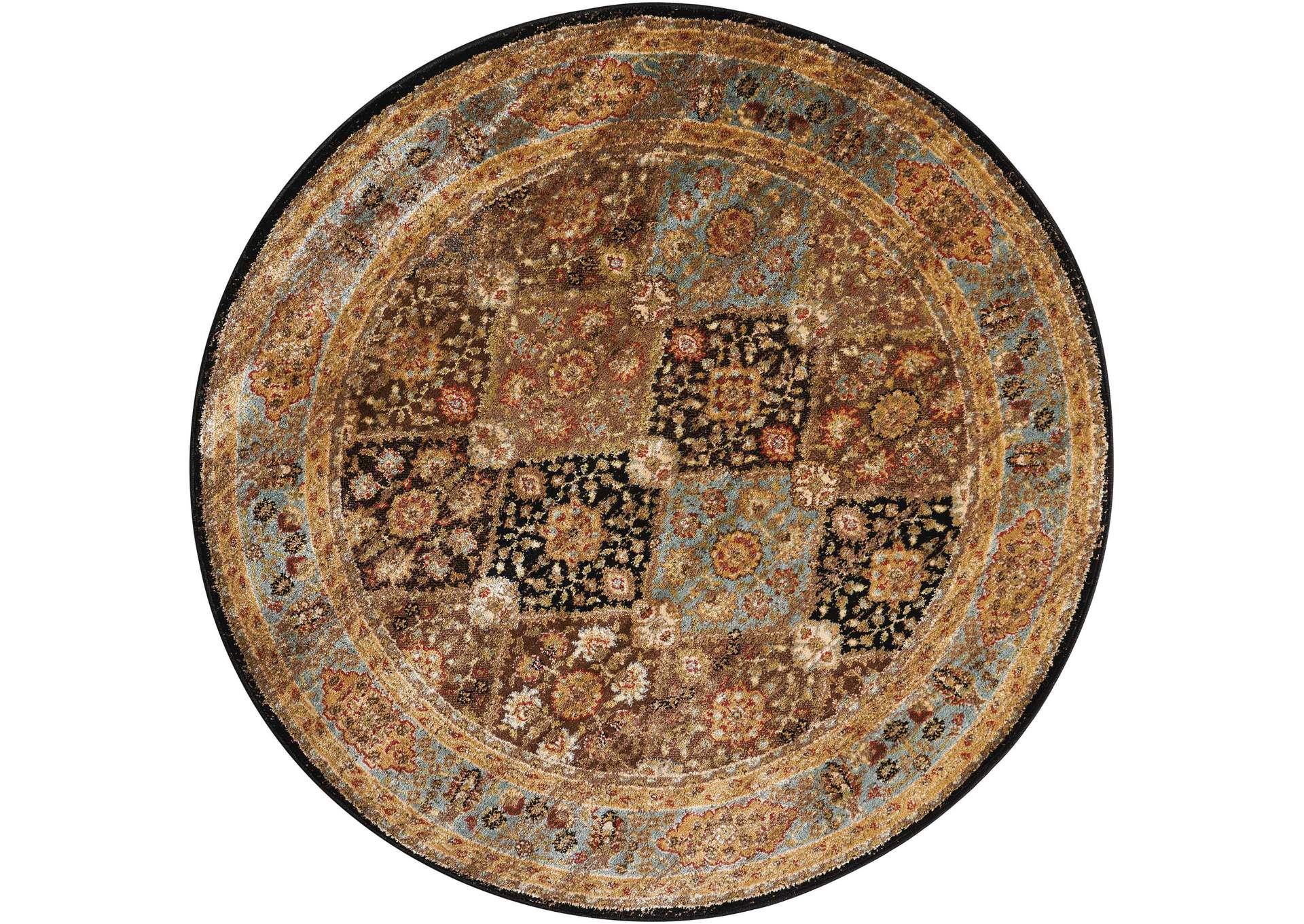 Nourison Delano DEL03 Black 5' Round Area Rug,Nourison