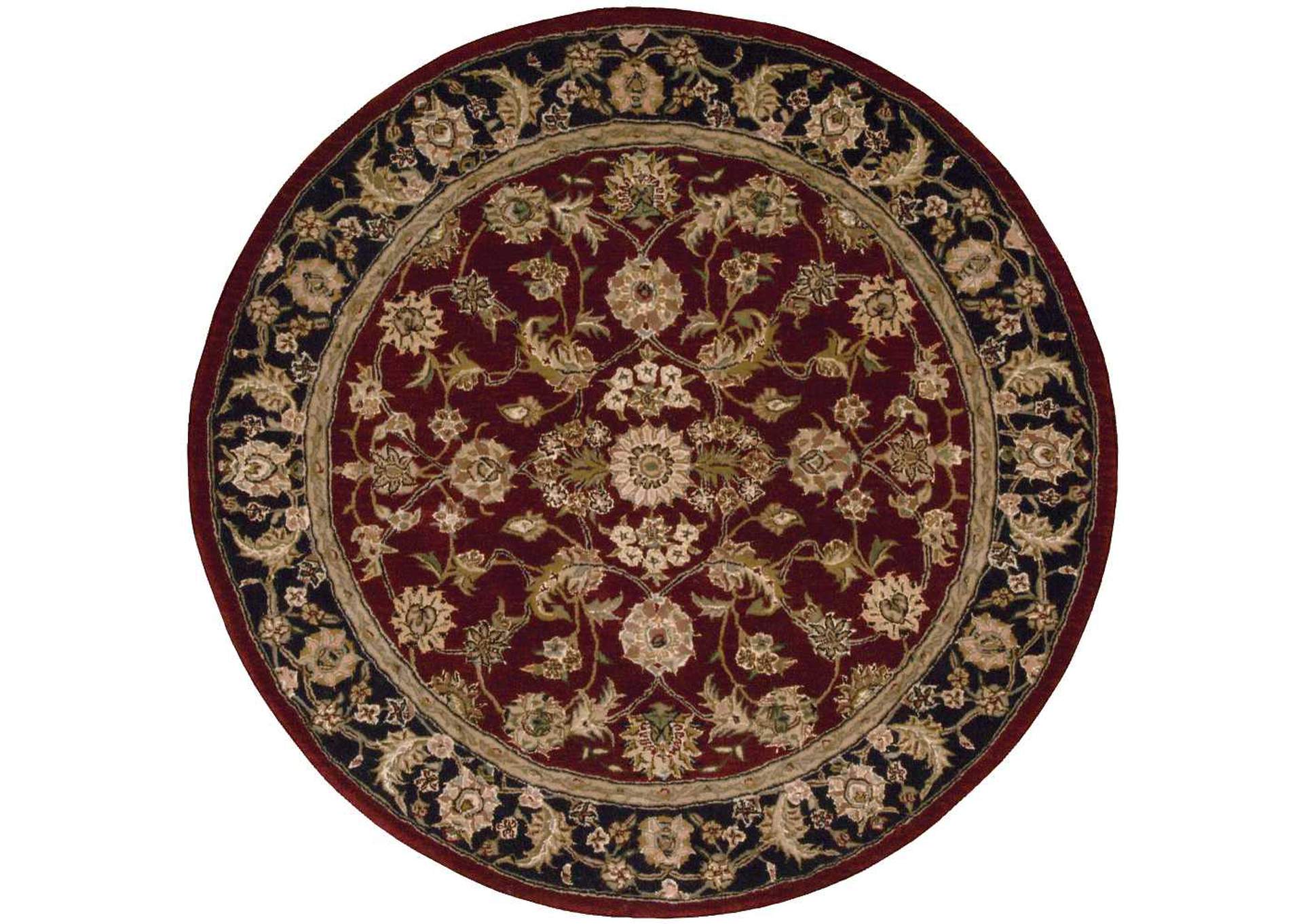 Nourison 2000 2002 Dark Red Multicolor 4' Round Area Rug,Nourison