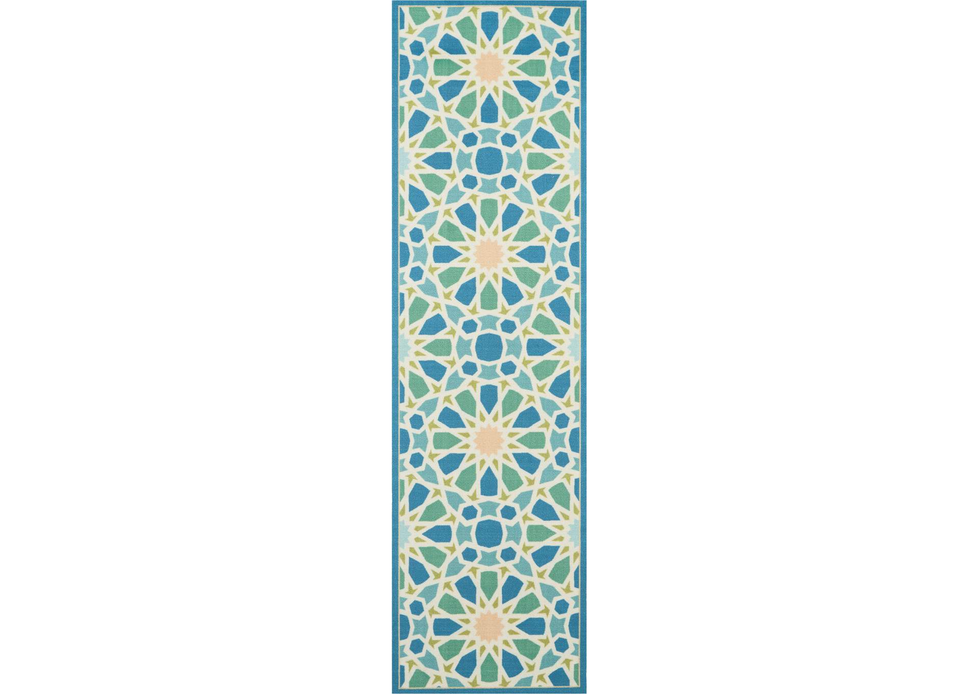 Nourison Sun N Shade SND29 Blue 8' Runner Hallway Rug,Nourison
