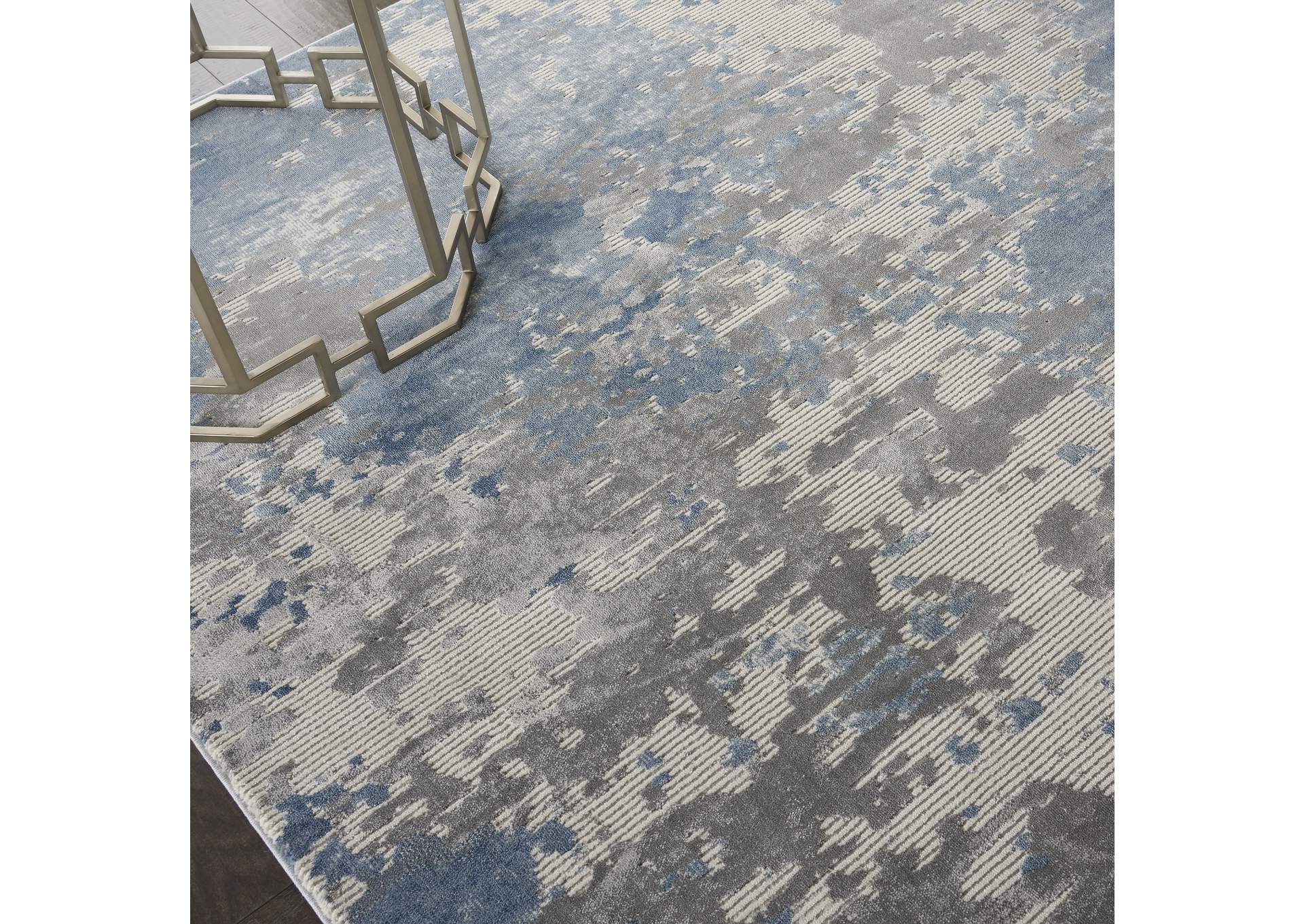 Nourison Rustic Textures RUS08 Blue and Grey 8'x11' Large Rug,Nourison